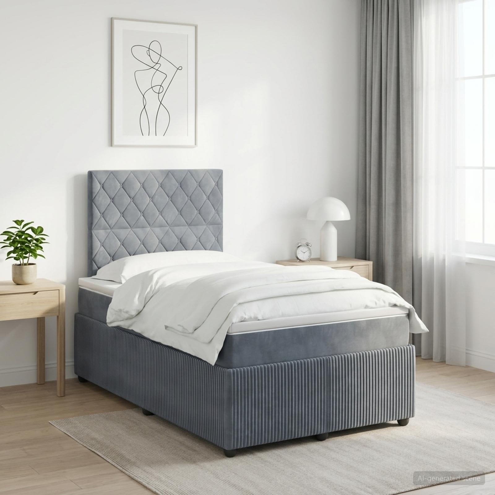 Boxspringbett mit Matratze Dunkelgrau 120 x 190 cm Samt