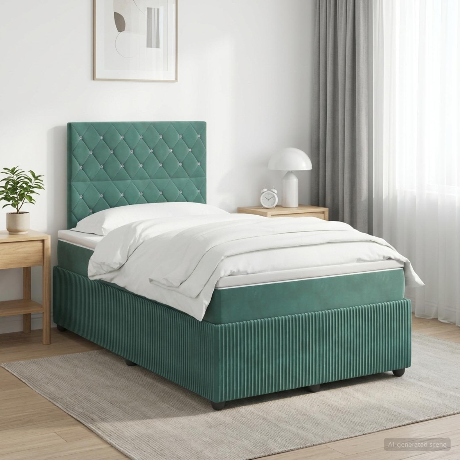 Boxspringbett mit Matratze Dunkelgrün 120 x 200 cm Samt
