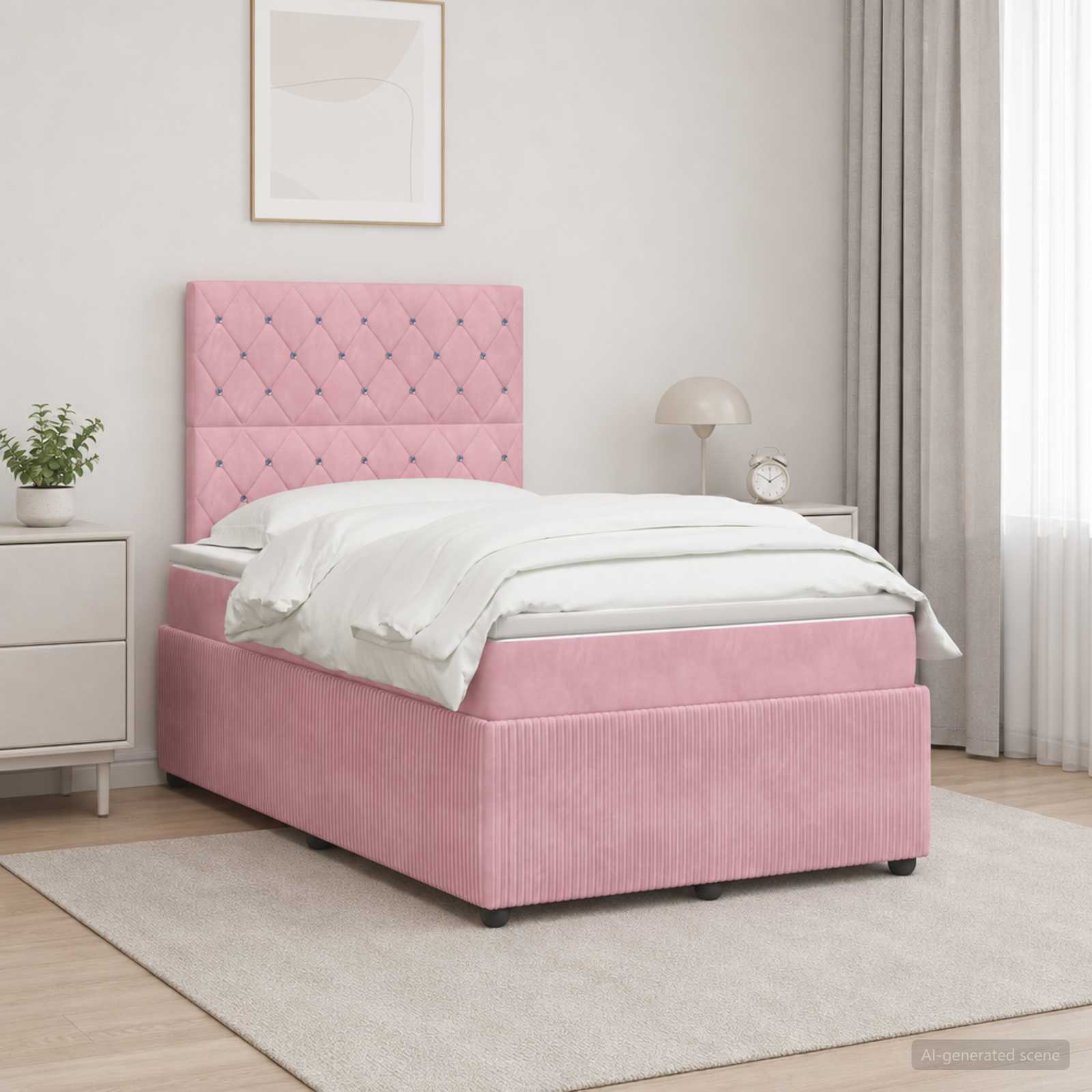 Boxspringbett mit Matratze mit Kopfteil Rosa 120 x 200 cm Samt
