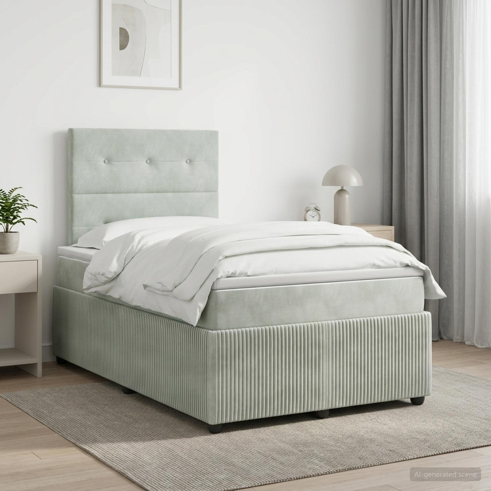 Boxspringbett mit Matratze Hellgrau 120 x 200 cm Samt