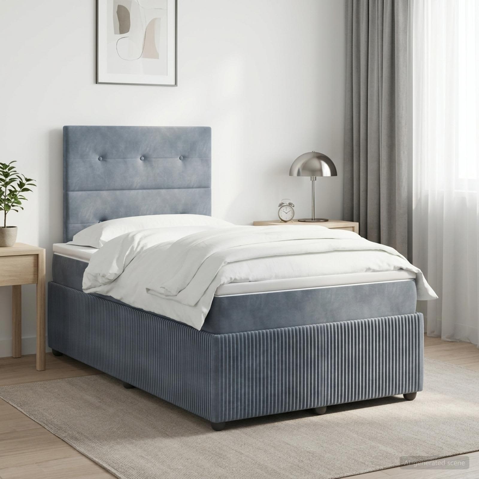 Boxspringbett mit Matratze Dunkelgrau 120 x 200 cm Samt