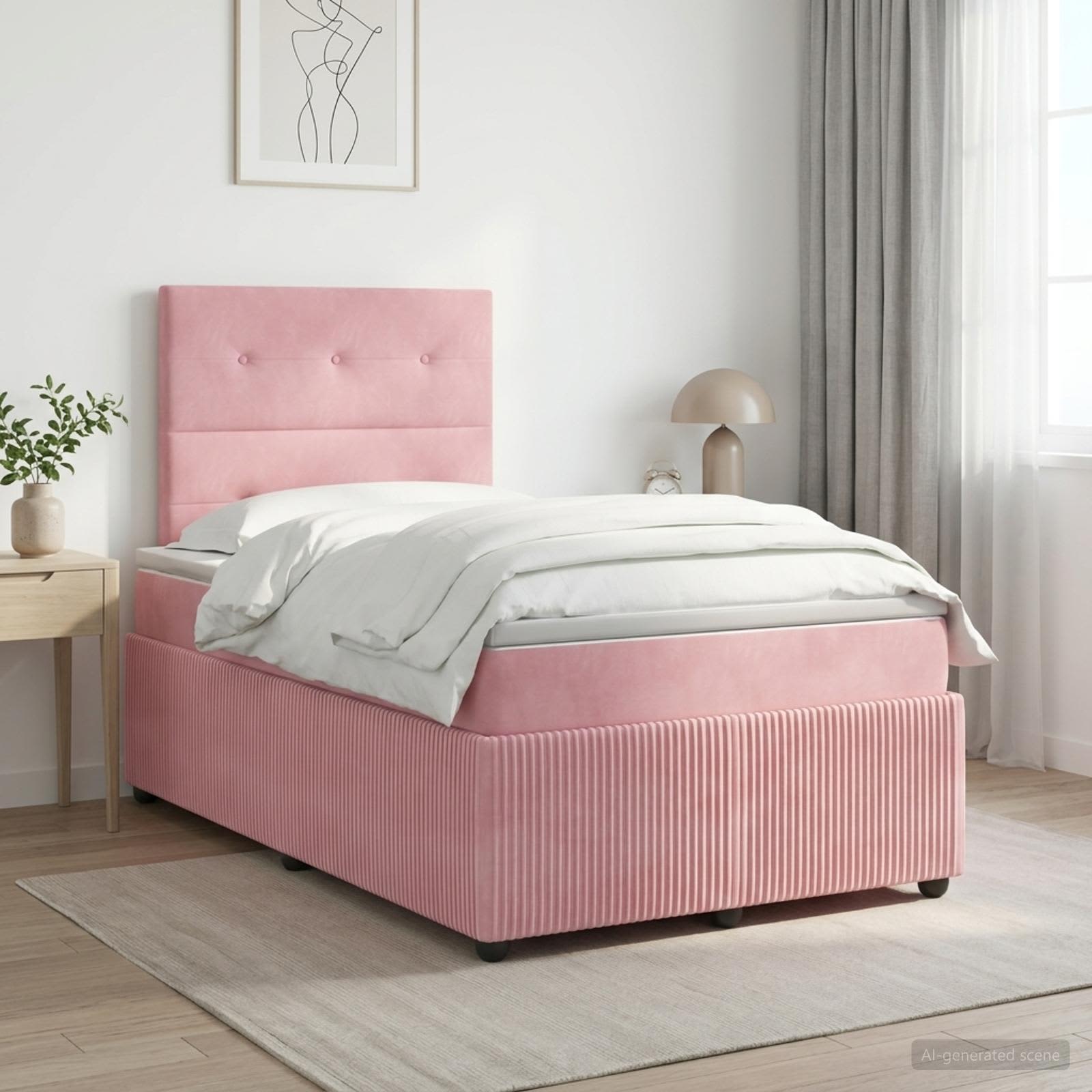 Boxspringbett mit Matratze mit Kopfteil Rosa 120 x 190 cm Samt