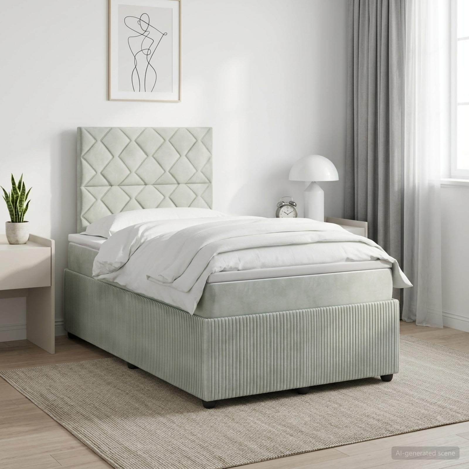 Boxspringbett mit Matratze Hellgrau 120 x 200 cm Samt