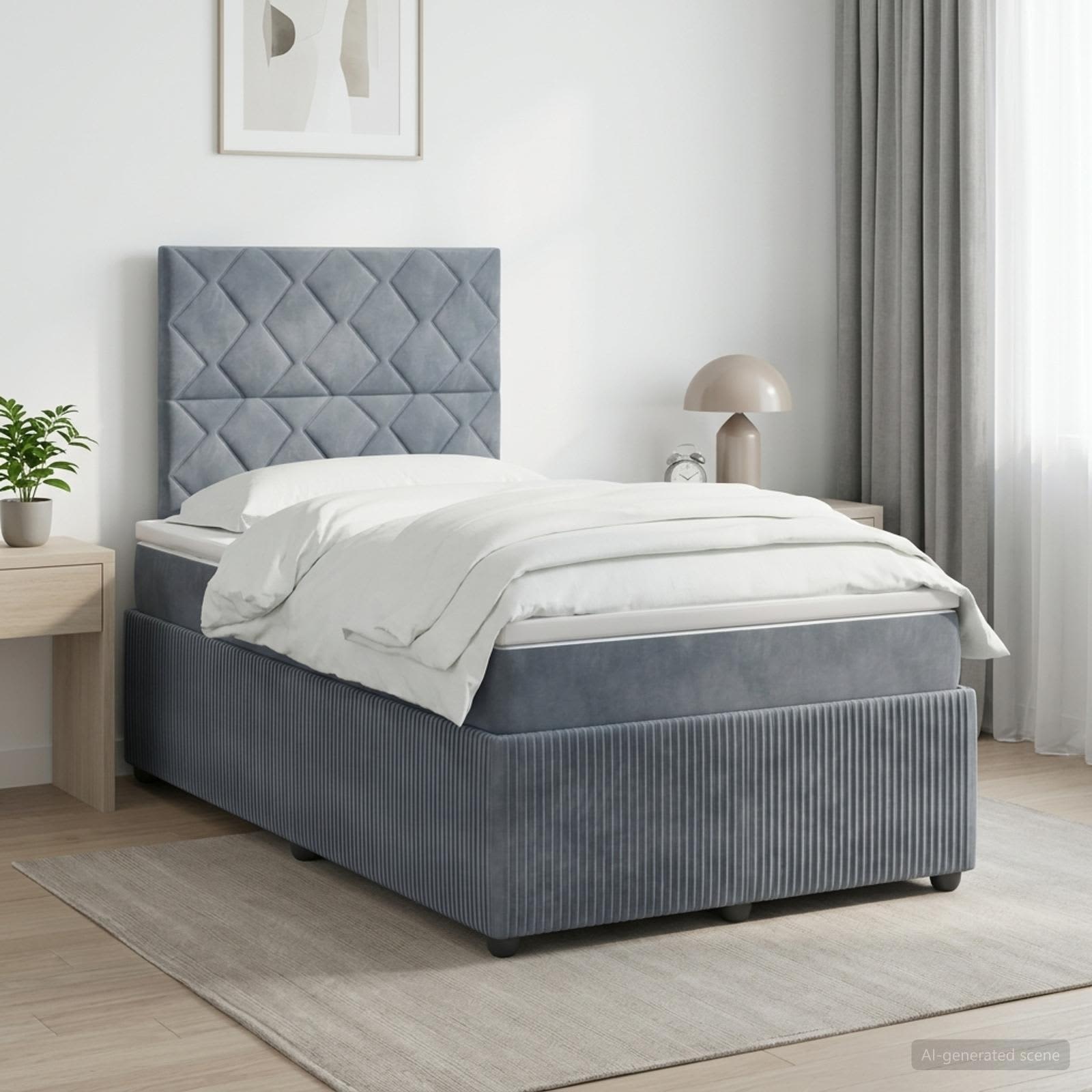 Boxspringbett mit Matratze Dunkelgrau 120 x 190 cm Samt
