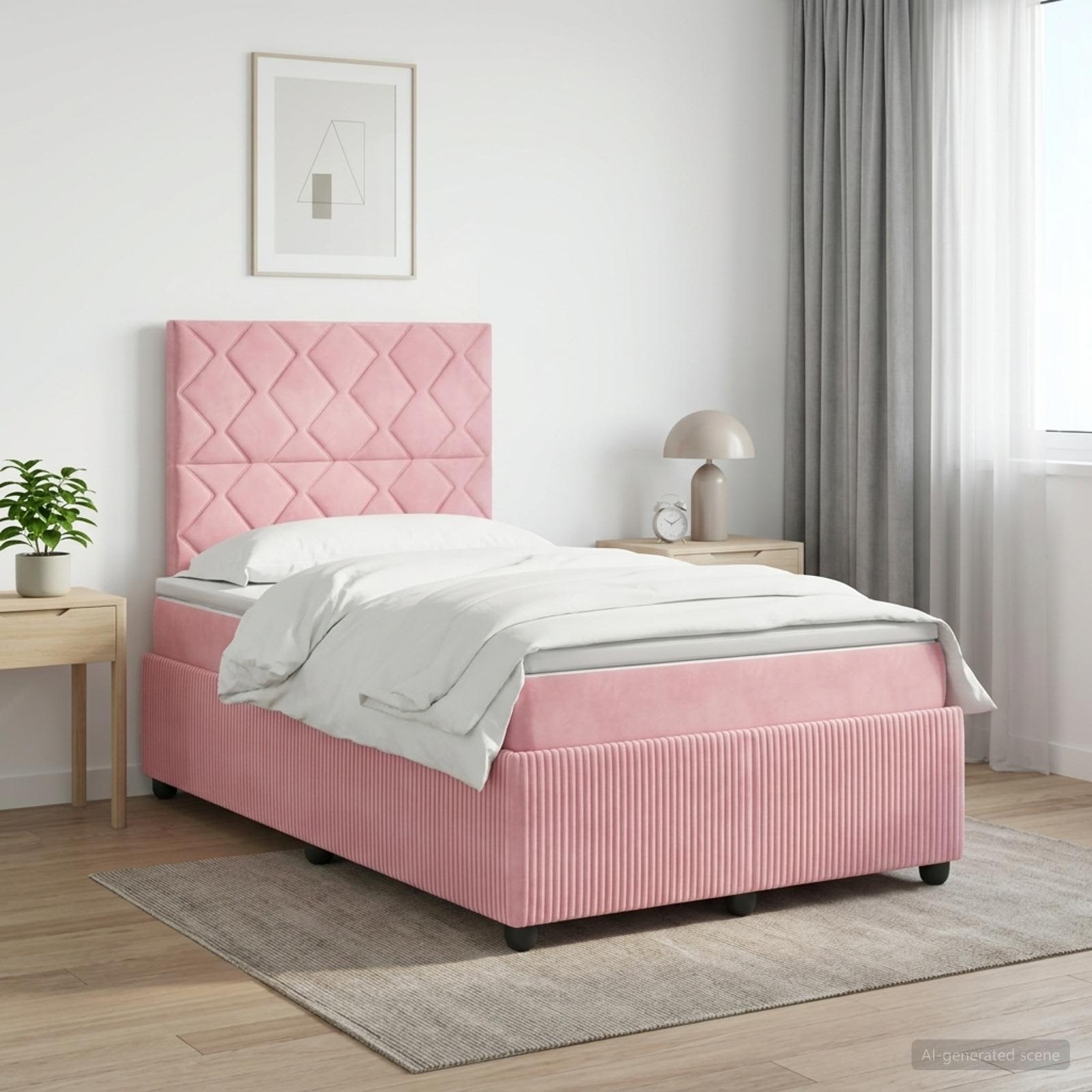 Boxspringbett mit Matratze mit Kopfteil Rosa 120 x 190 cm Samt