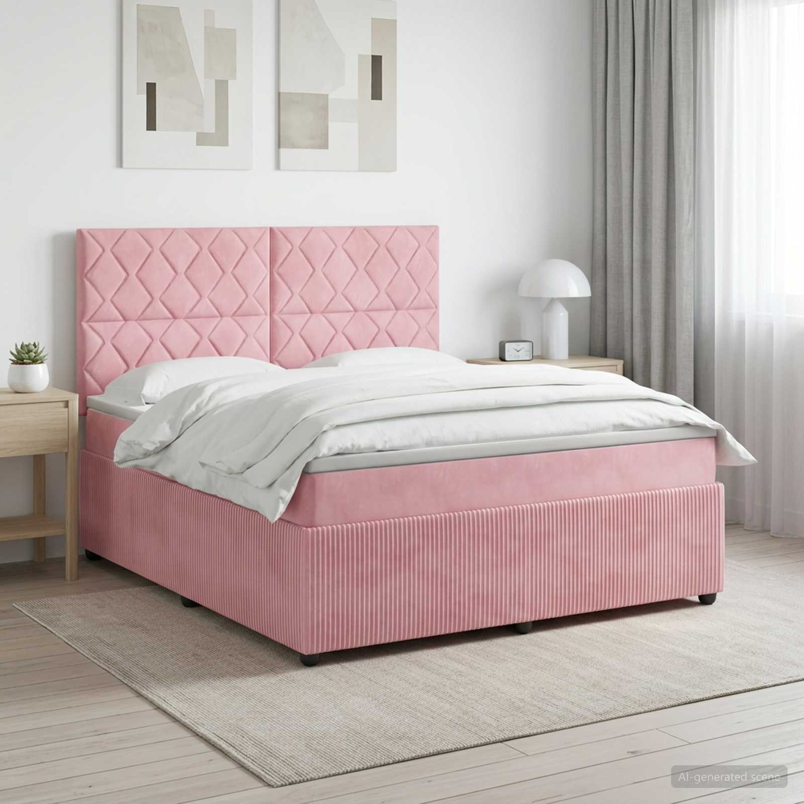 Boxspringbett mit Matratze mit Kopfteil Rosa 140 x 200 cm Samt