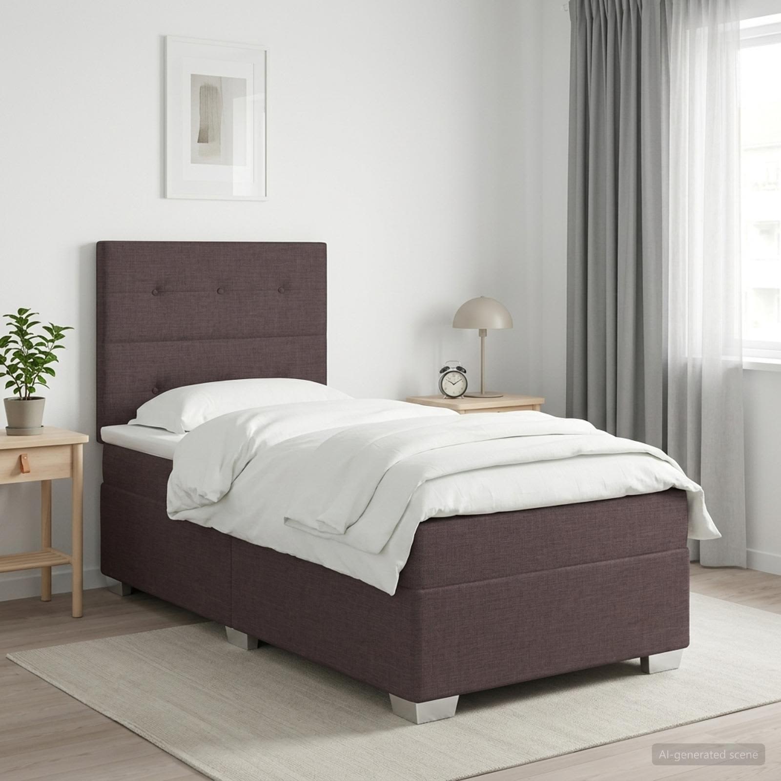 Boxspringbett mit Matratze Dunkelbraun 100 x 200 cm Stoff