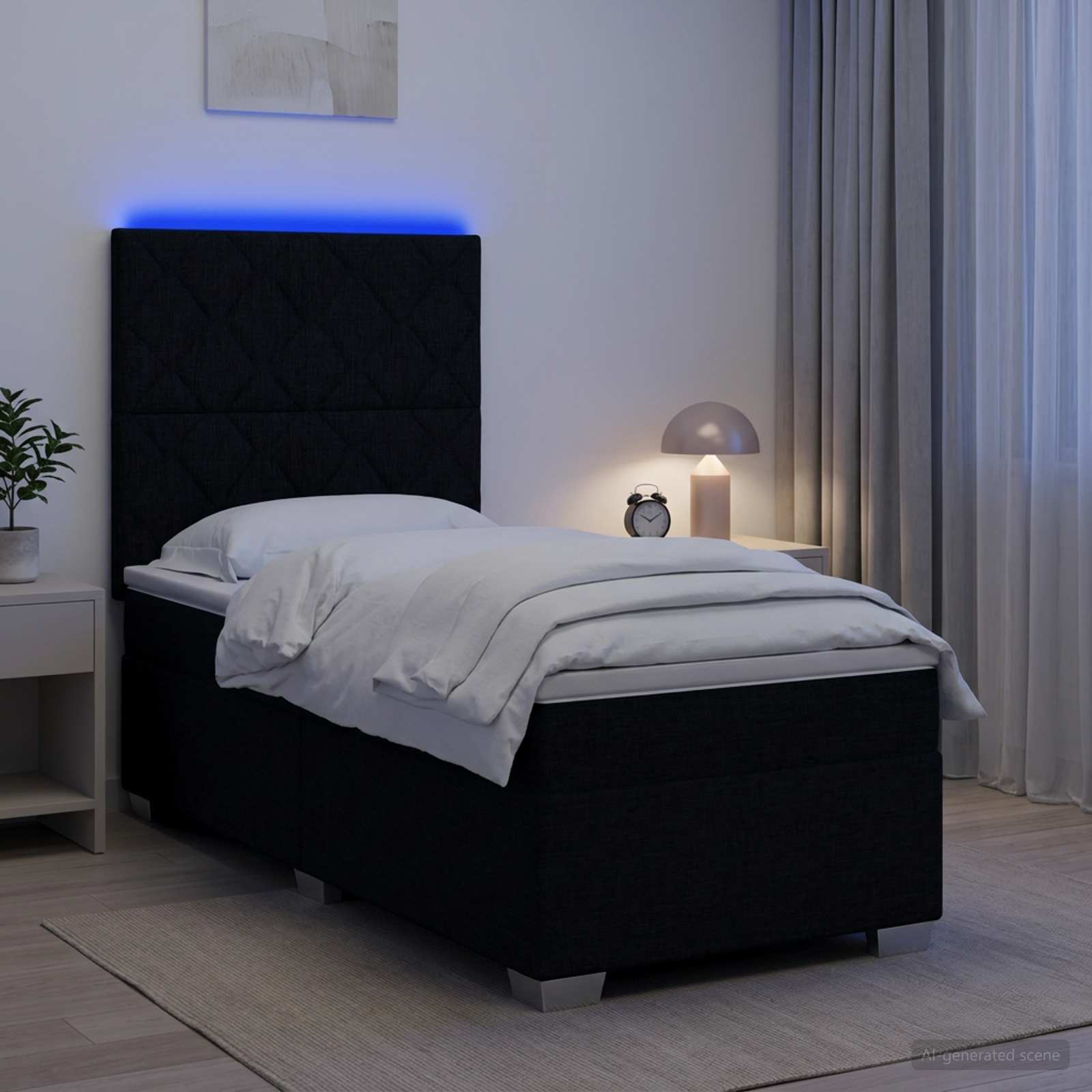 Boxspringbett mit Matratze Schwarz 80 x 200 cm Stoff