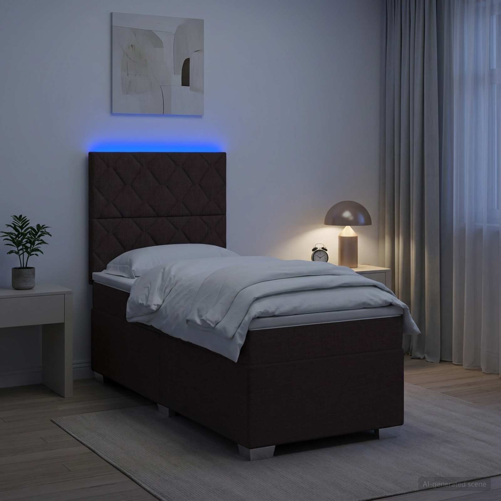 Boxspringbett mit Matratze Dunkelbraun 90 x 200 cm Stoff