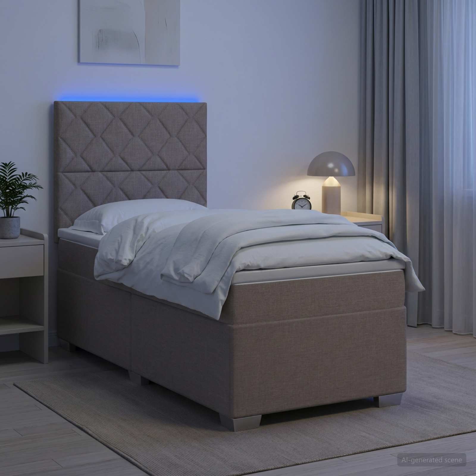 Boxspringbett mit Matratze mit Kopfteil Taupe 90 x 190 cm Stoff