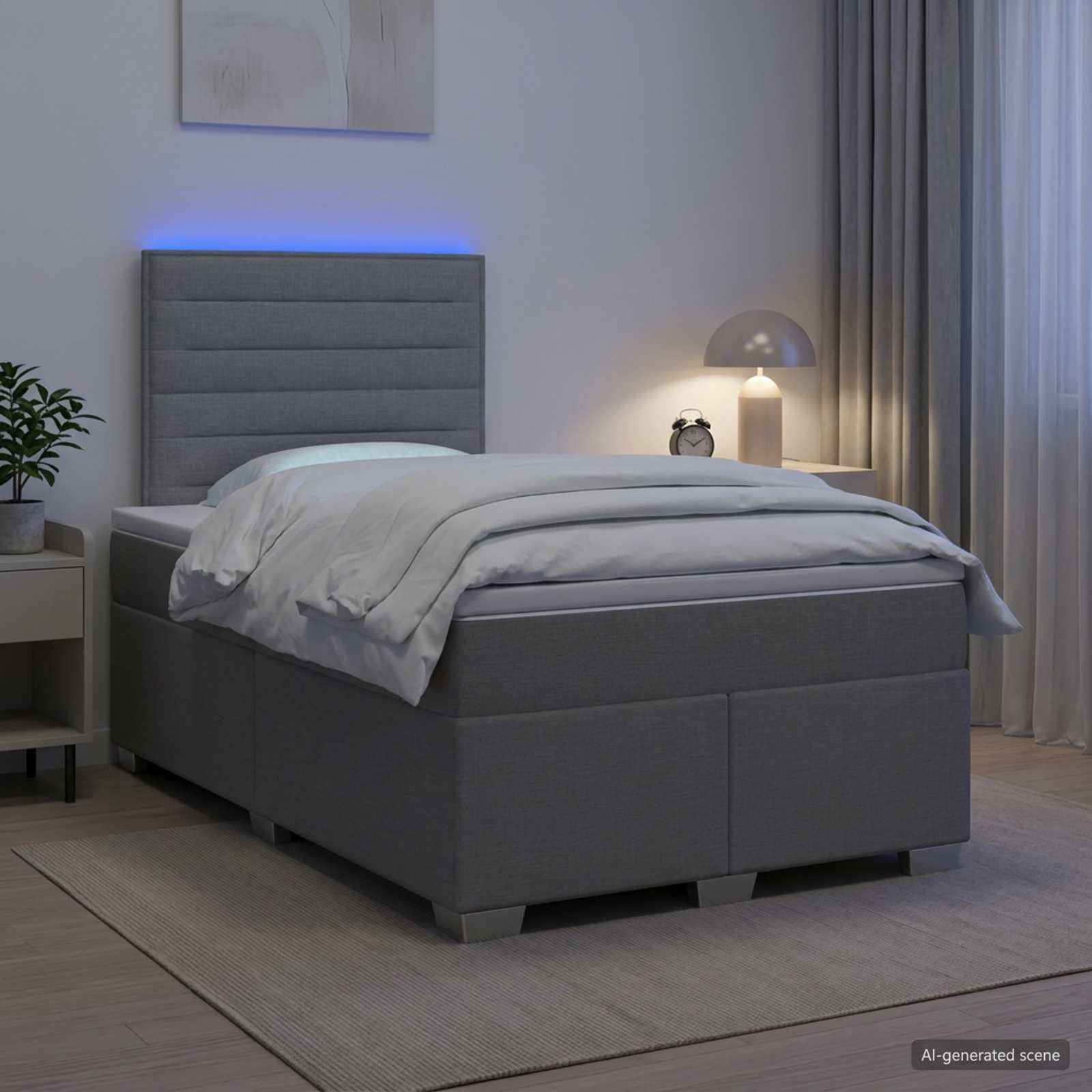 Boxspringbett mit Matratze Hellgrau 120 x 190 cm Stoff