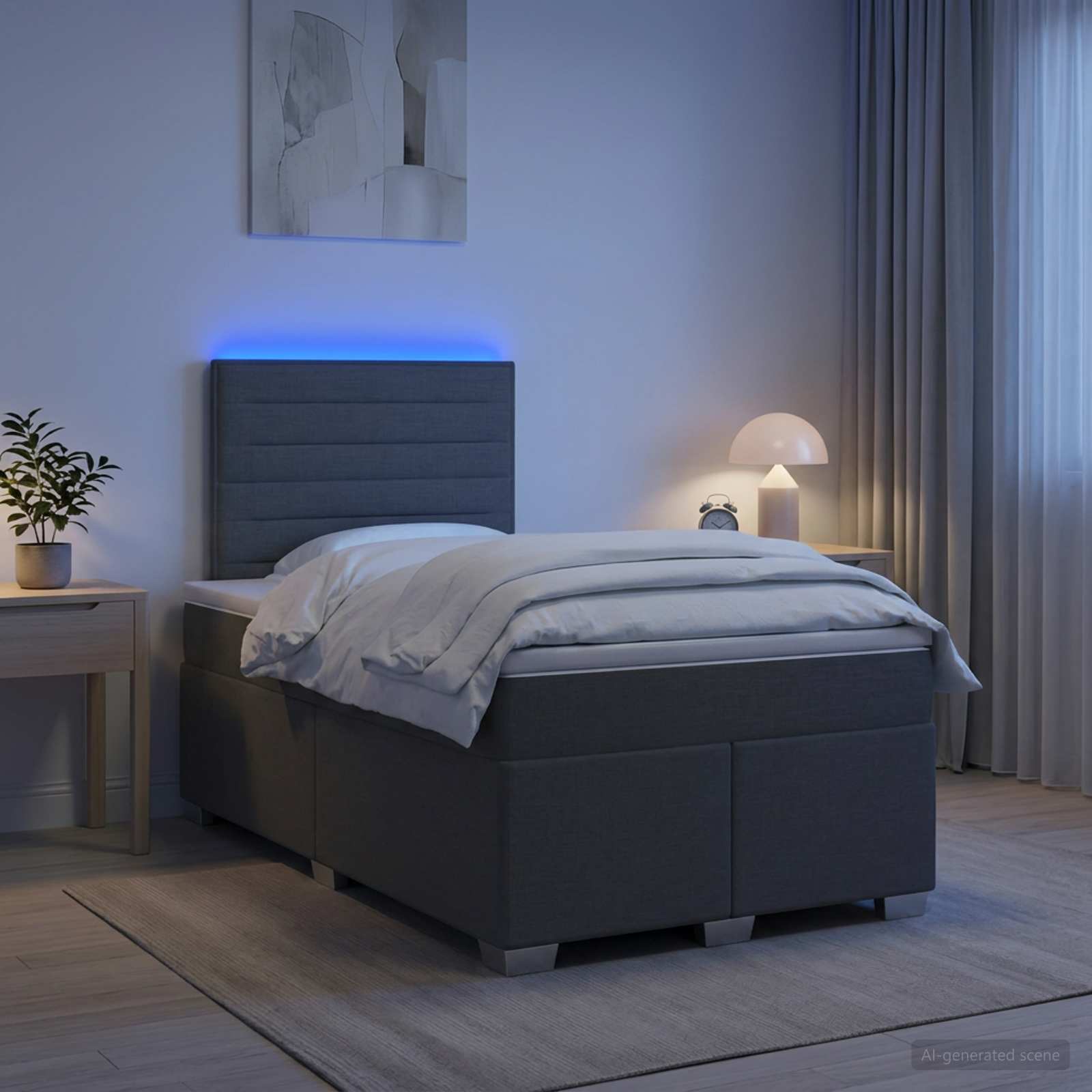 Boxspringbett mit Matratze Dunkelgrau 120 x 190 cm Stoff