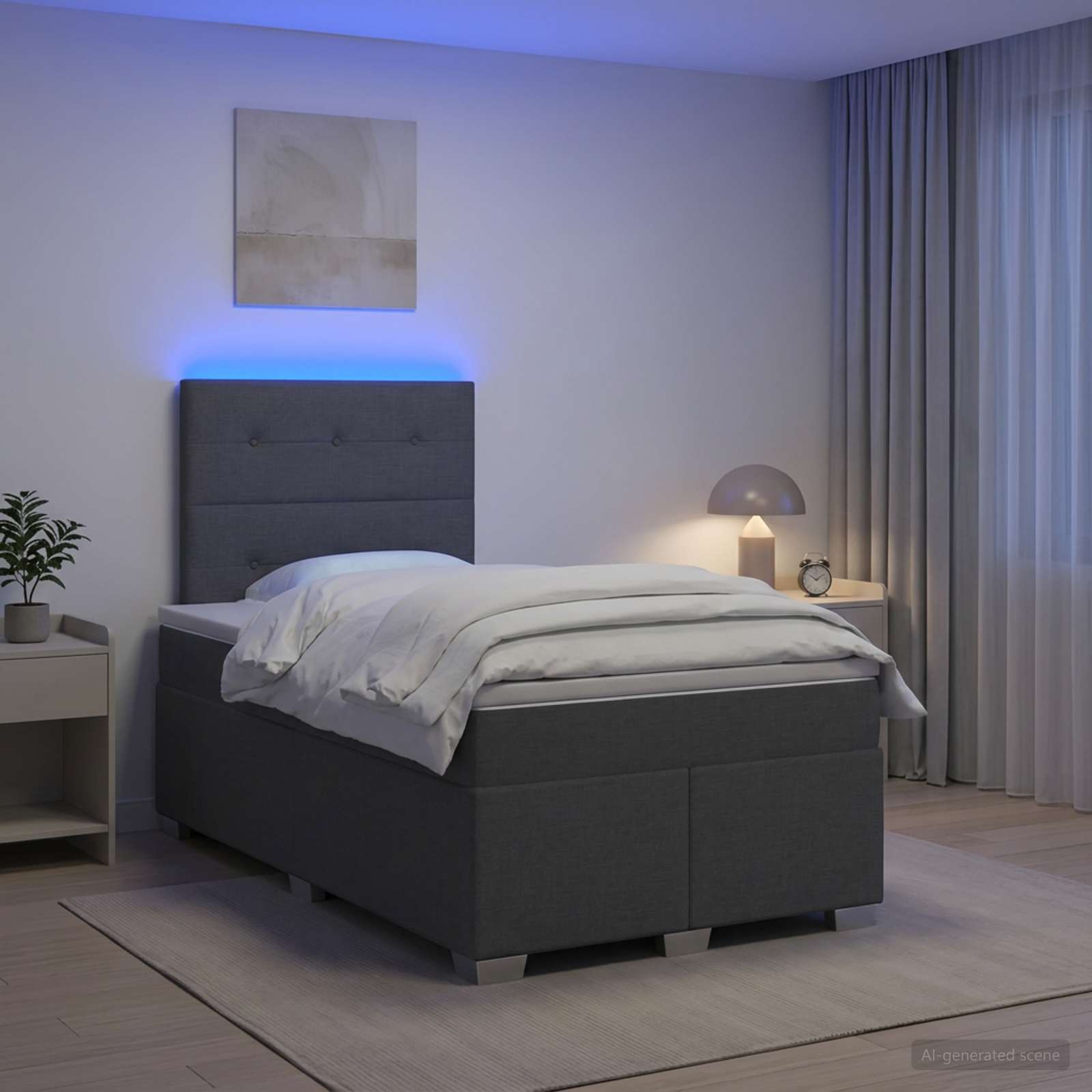 Boxspringbett mit Matratze Dunkelgrau 120 x 200 cm Stoff