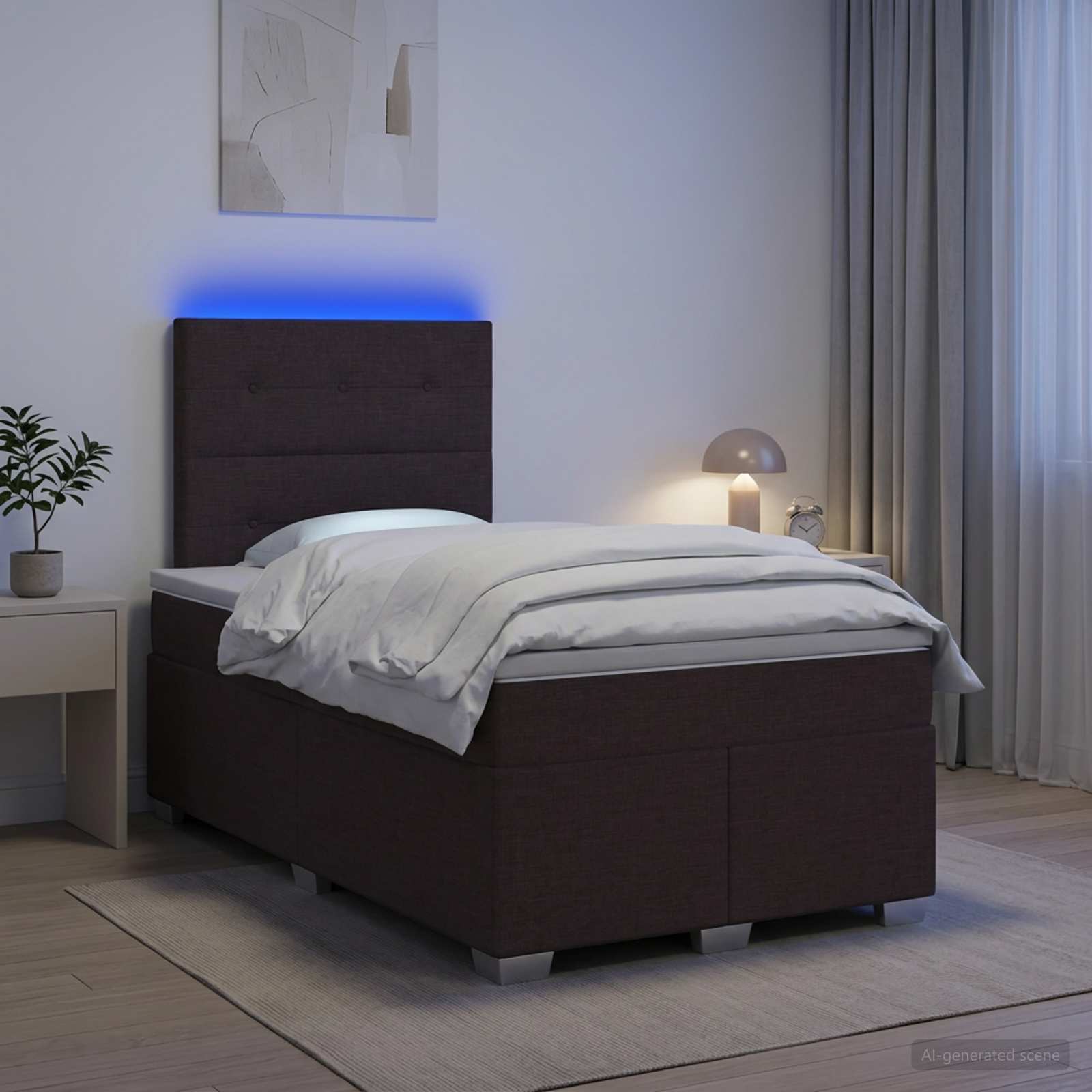 Boxspringbett mit Matratze Dunkelbraun 120 x 190 cm Stoff