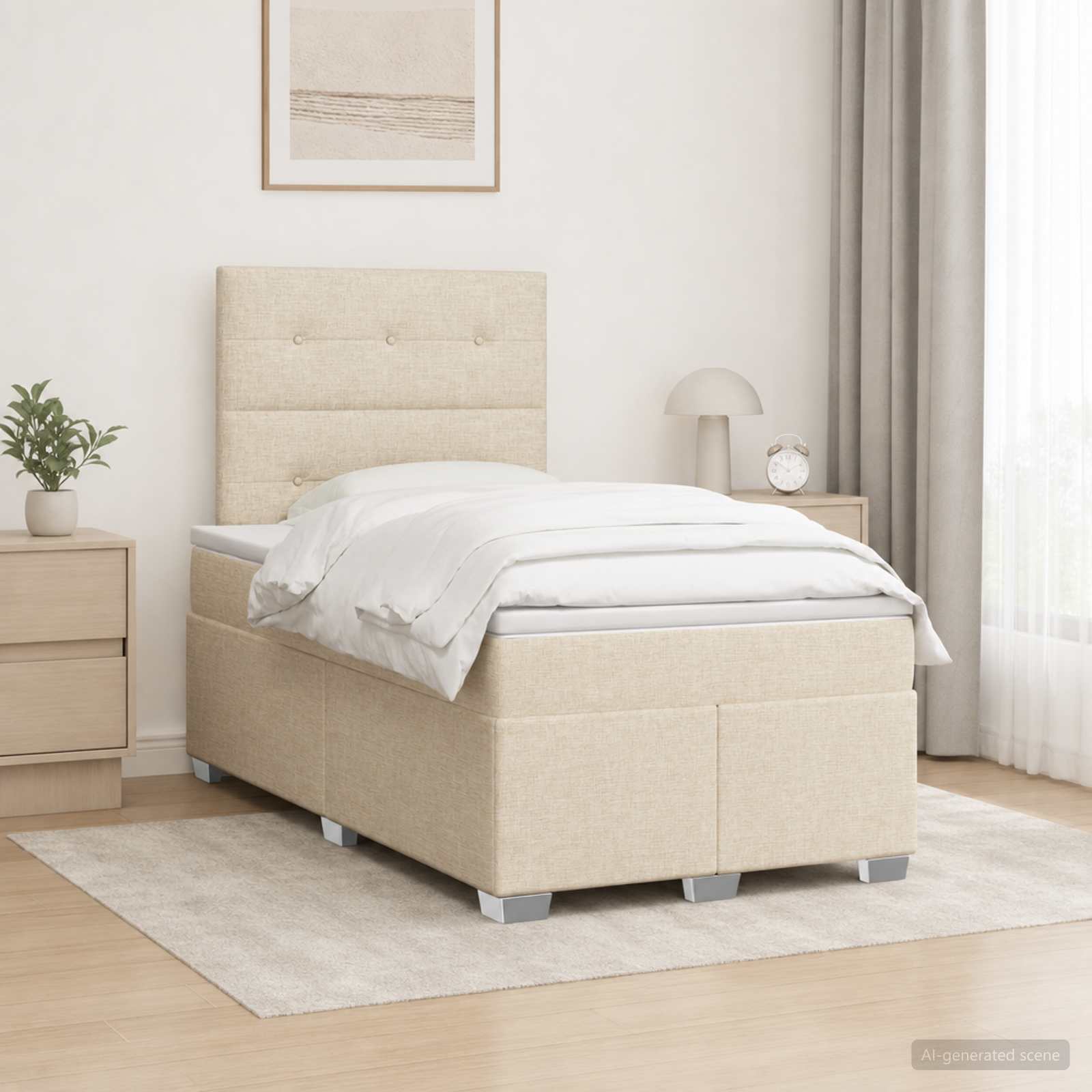 Boxspringbett mit Matratze Creme 120 x 200 cm Stoff