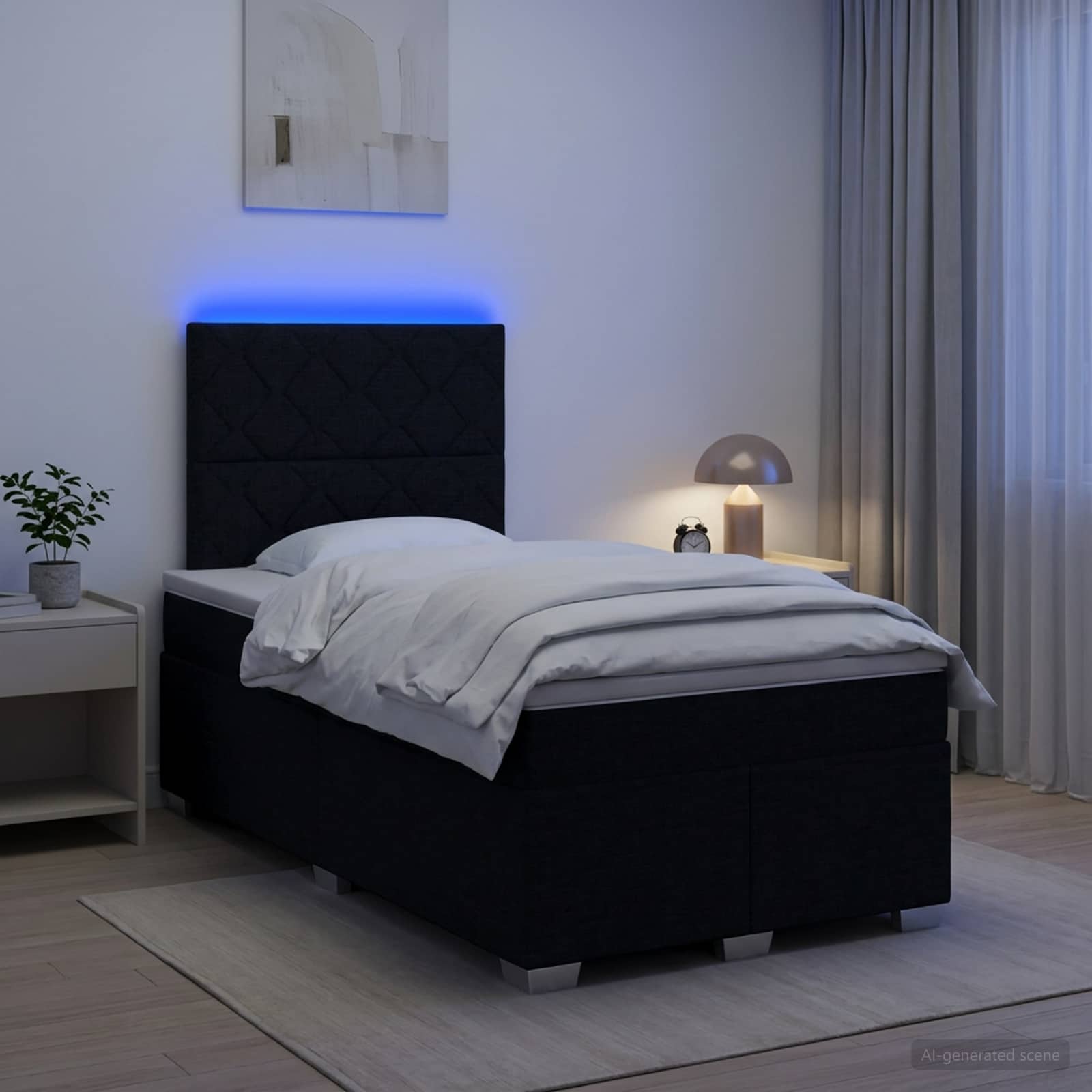 Boxspringbett mit Matratze Schwarz 120 x 190 cm Stoff