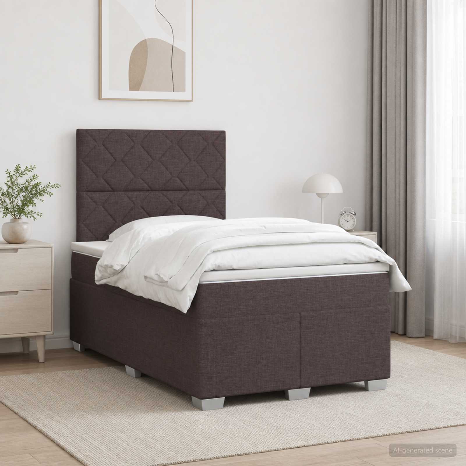 Boxspringbett mit Matratze Dunkelbraun 120 x 190 cm Stoff