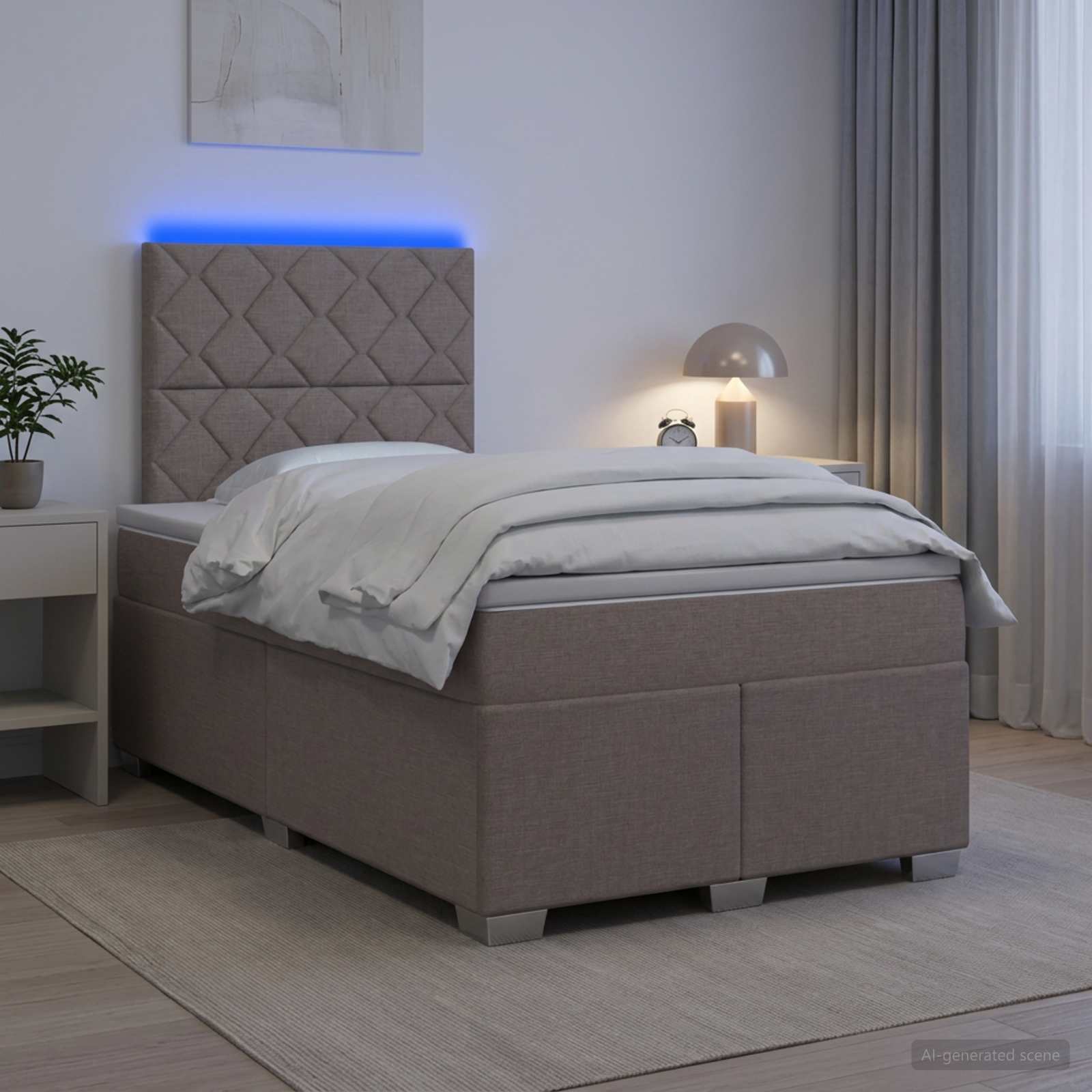 Boxspringbett mit Matratze Taupe 120 x 200 cm Stoff