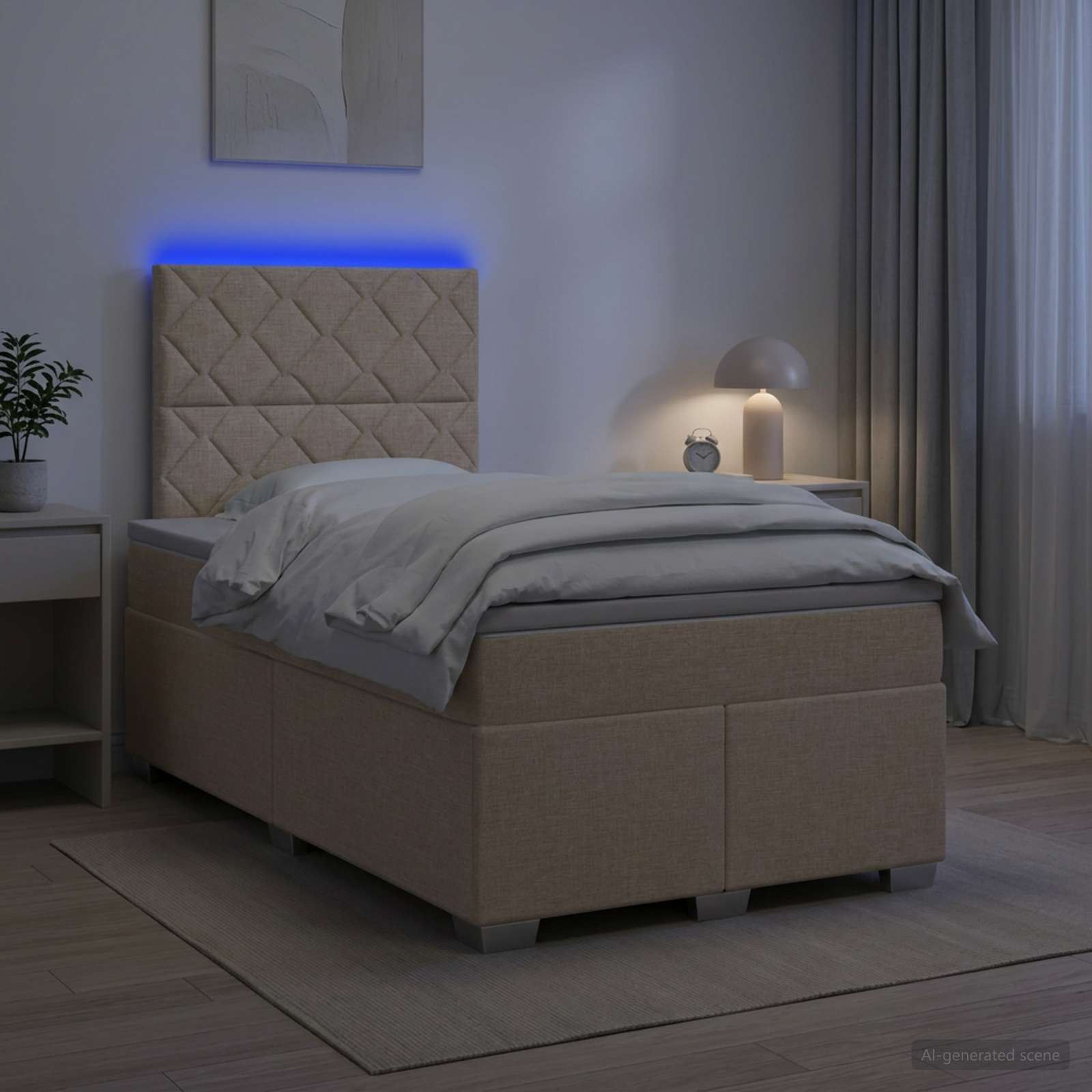 Boxspringbett mit Matratze Creme 120 x 200 cm Stoff