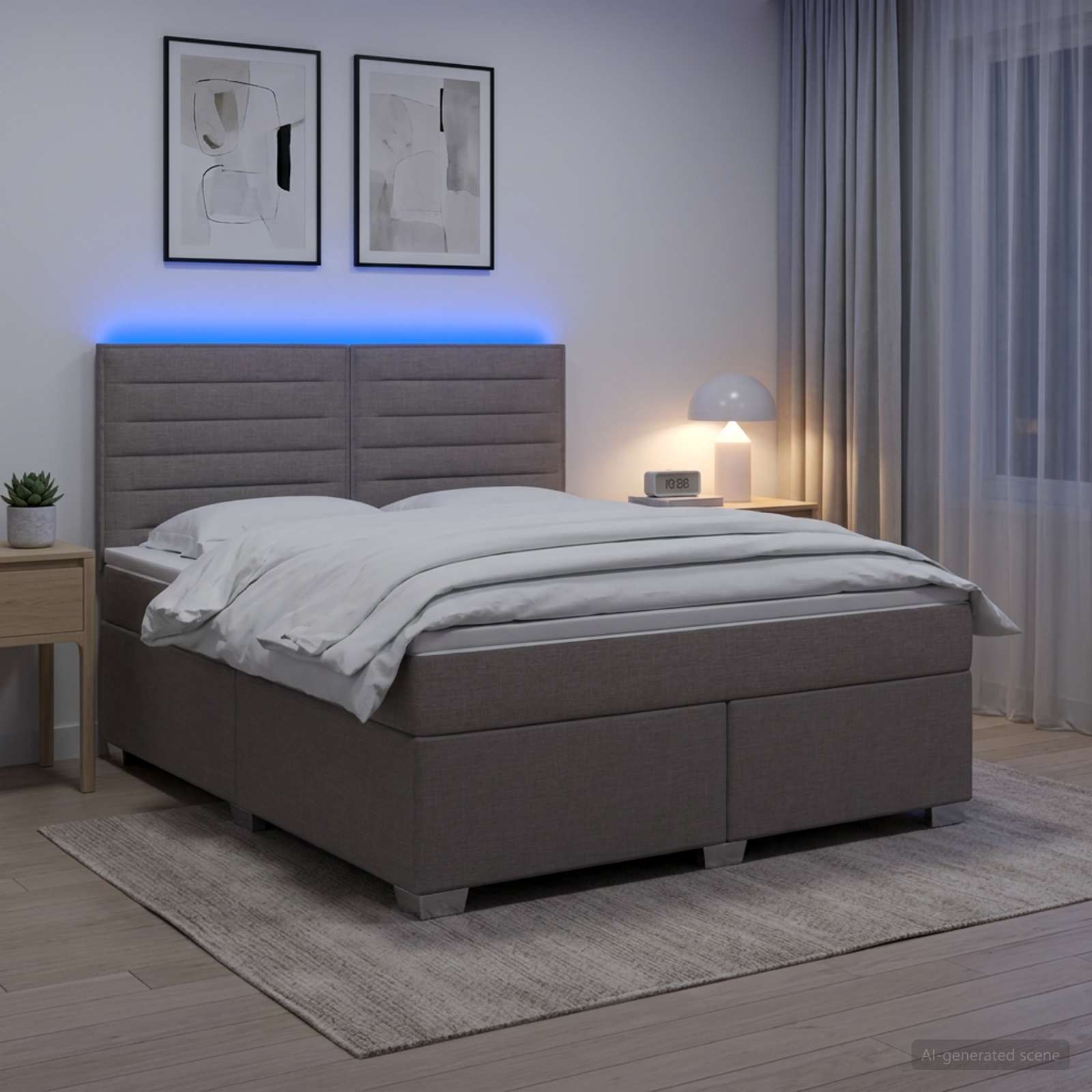 Boxspringbett mit Matratze Taupe 140 x 190 cm Stoff