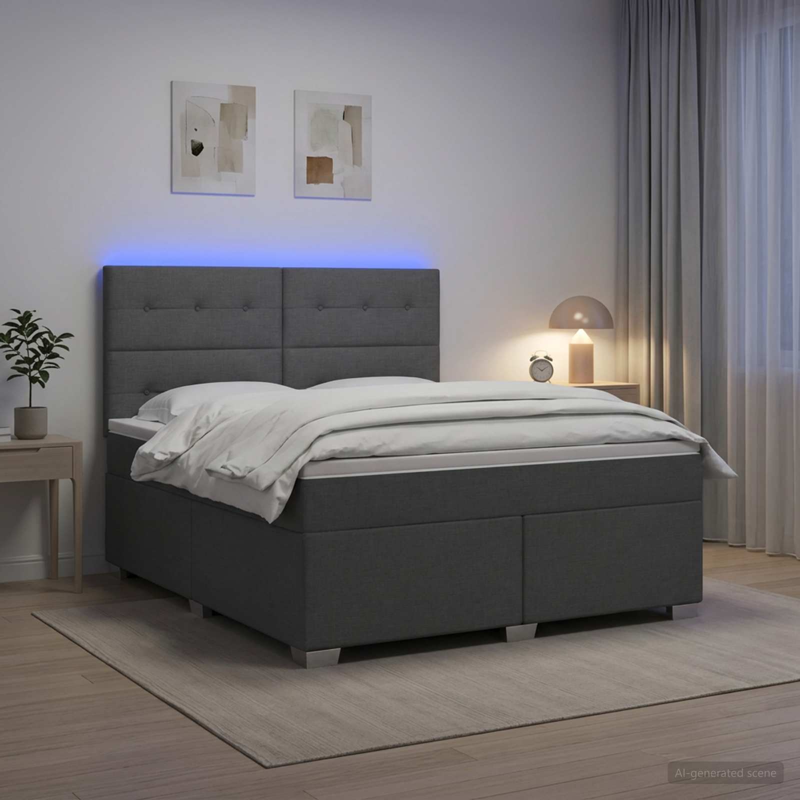 Boxspringbett mit Matratze Dunkelgrau 140 x 200 cm Stoff