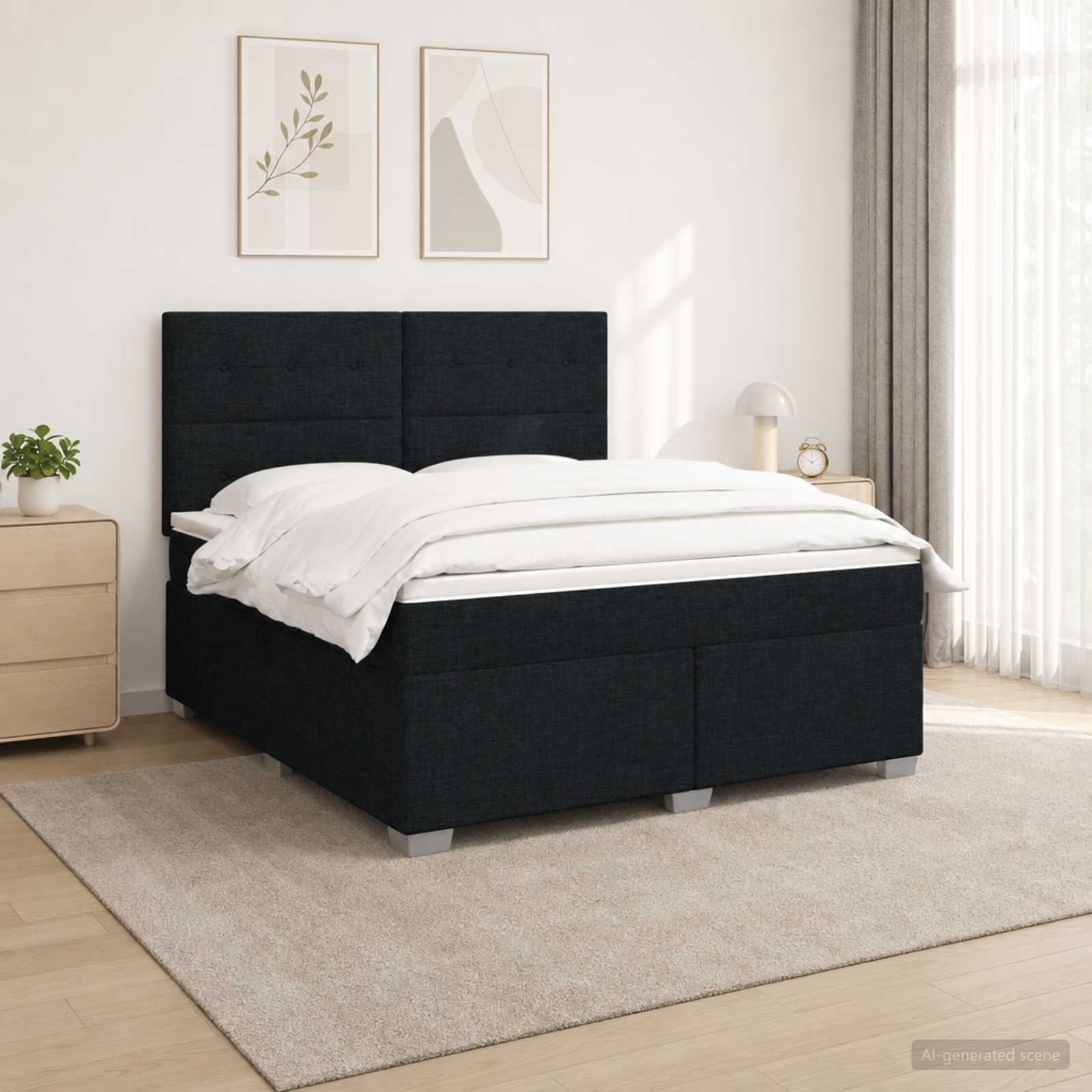 Boxspringbett mit Matratze Schwarz 140 x 200 cm Stoff