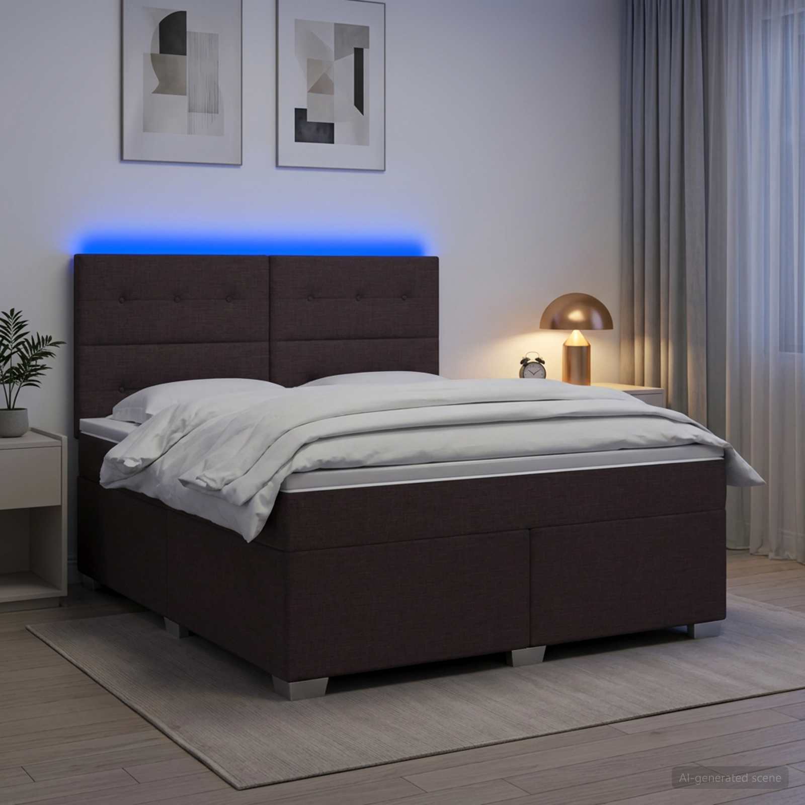 Boxspringbett mit Matratze Dunkelbraun 140 x 200 cm Stoff