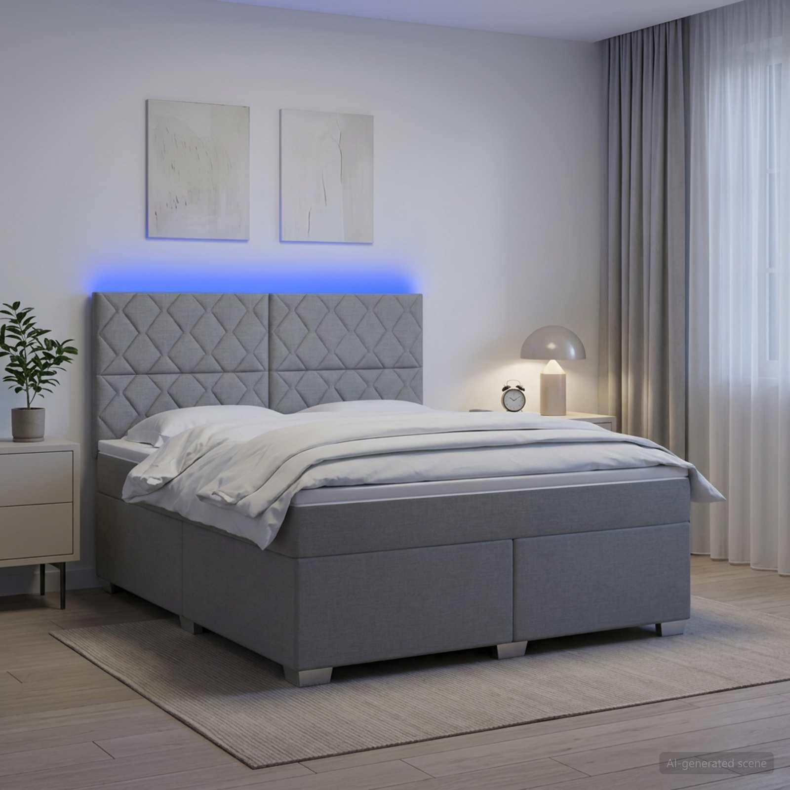 Boxspringbett mit Matratze Hellgrau 140 x 200 cm Stoff