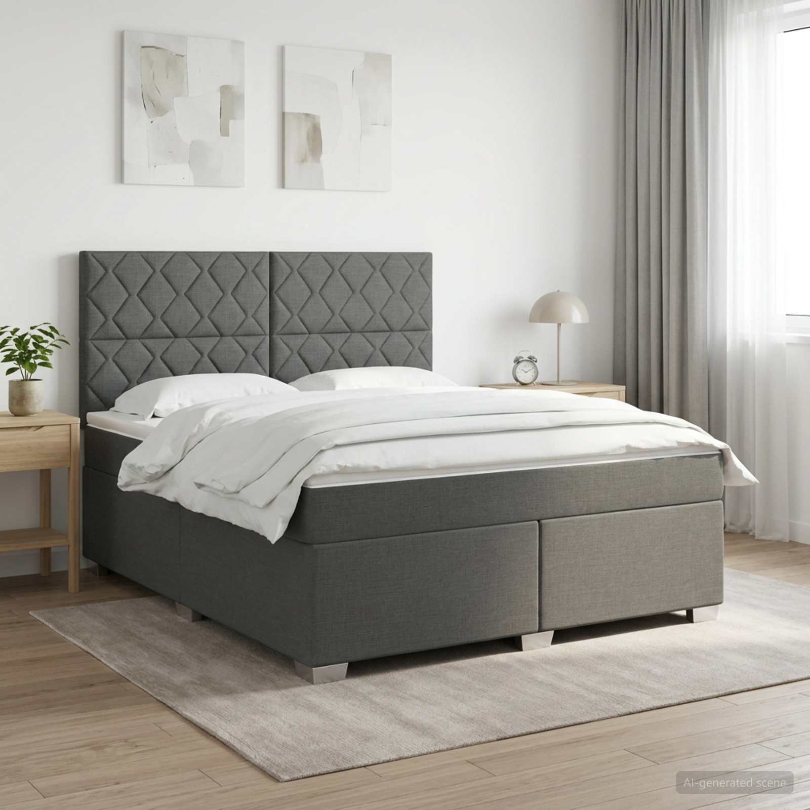 Boxspringbett mit Matratze Dunkelgrau 140 x 200 cm Stoff