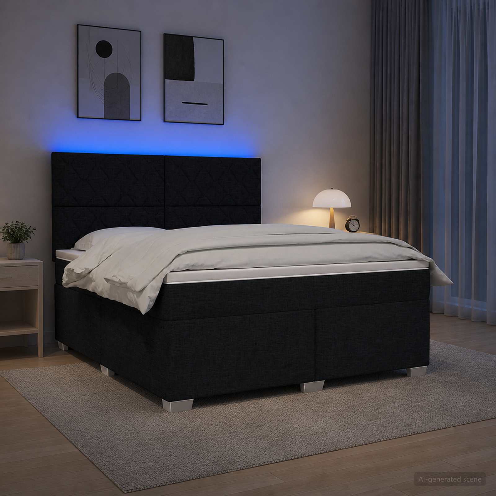 Boxspringbett mit Matratze Schwarz 140 x 190 cm Stoff