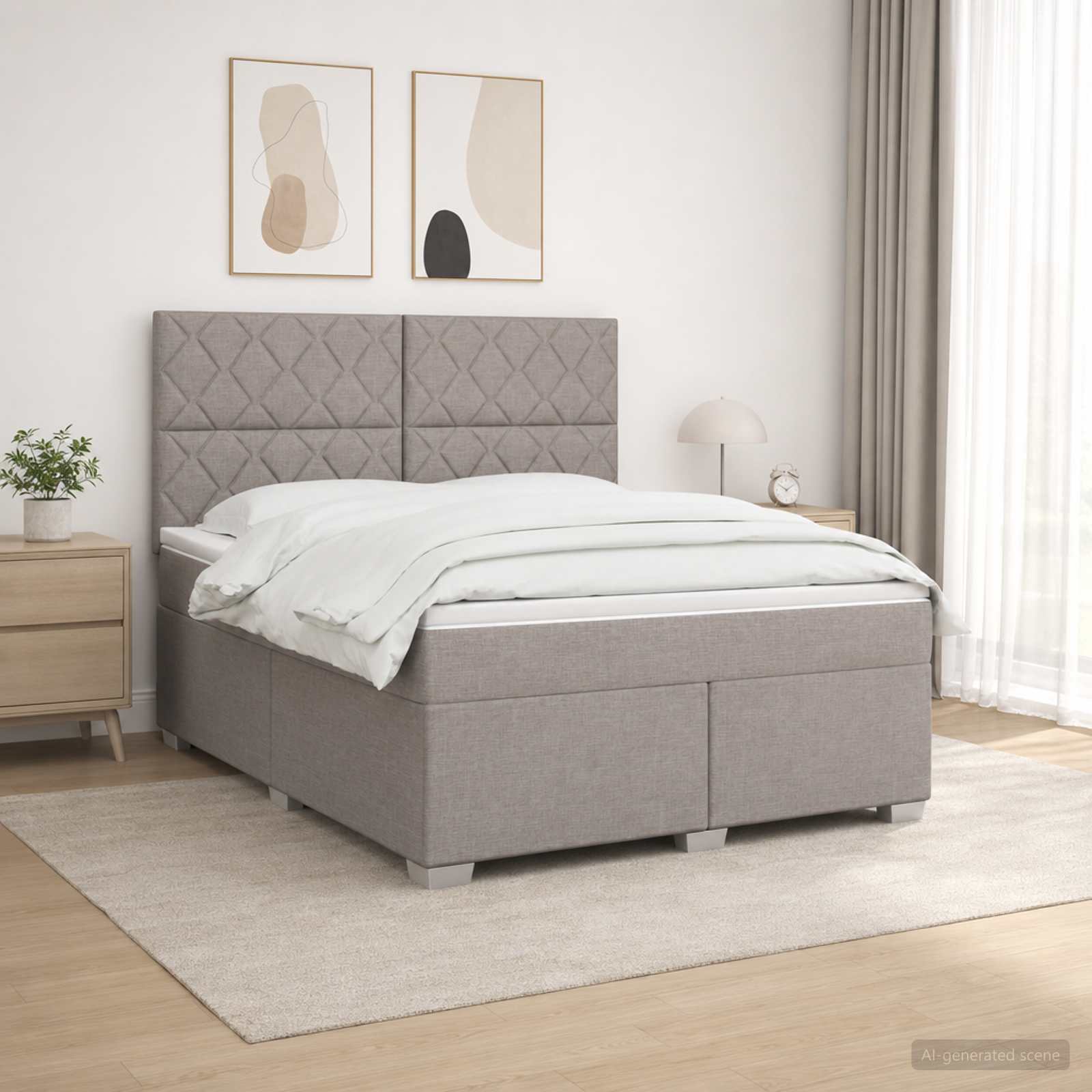 Boxspringbett mit Matratze Taupe 140 x 190 cm Stoff