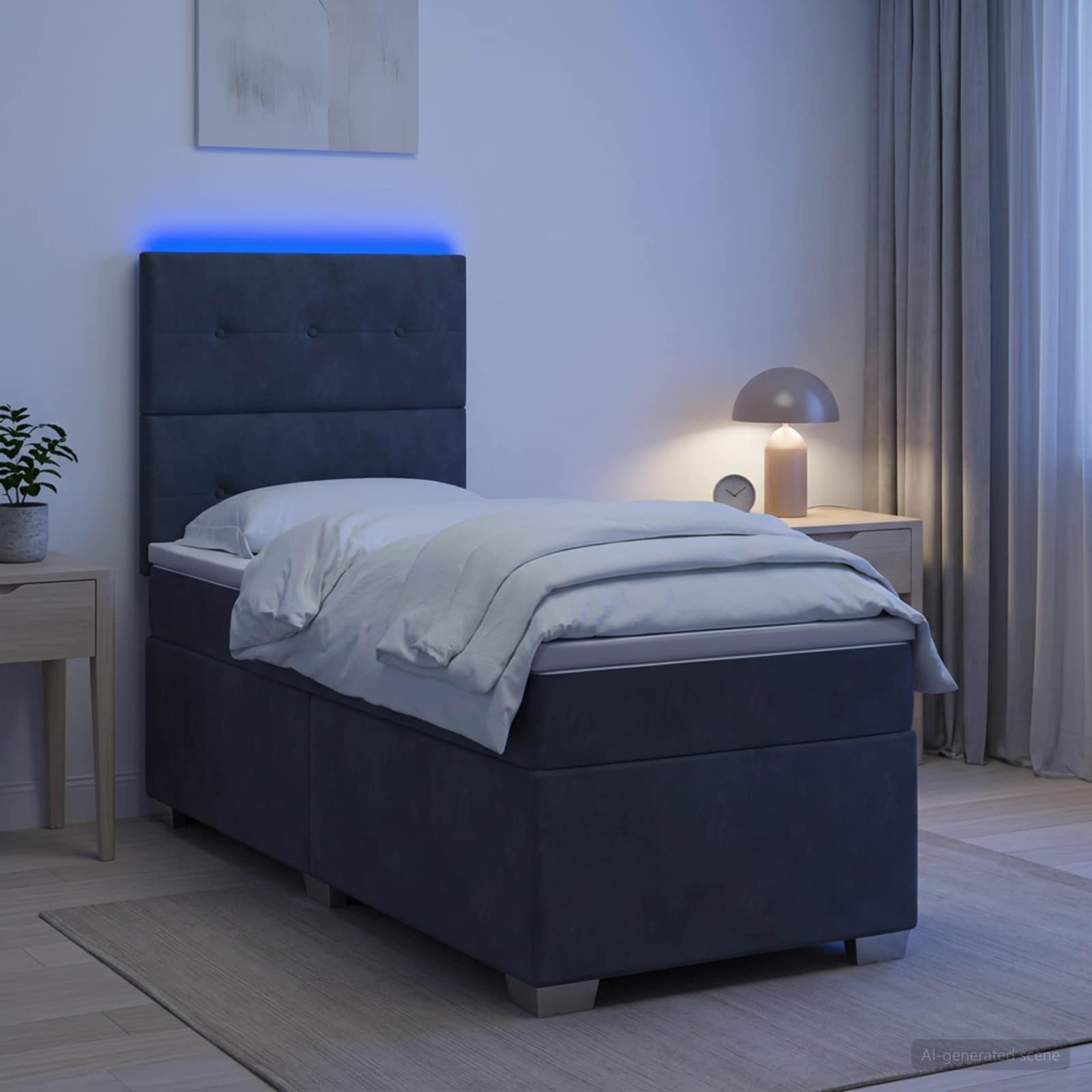 Boxspringbett mit Matratze Dunkelgrau 100 x 200 cm Samt