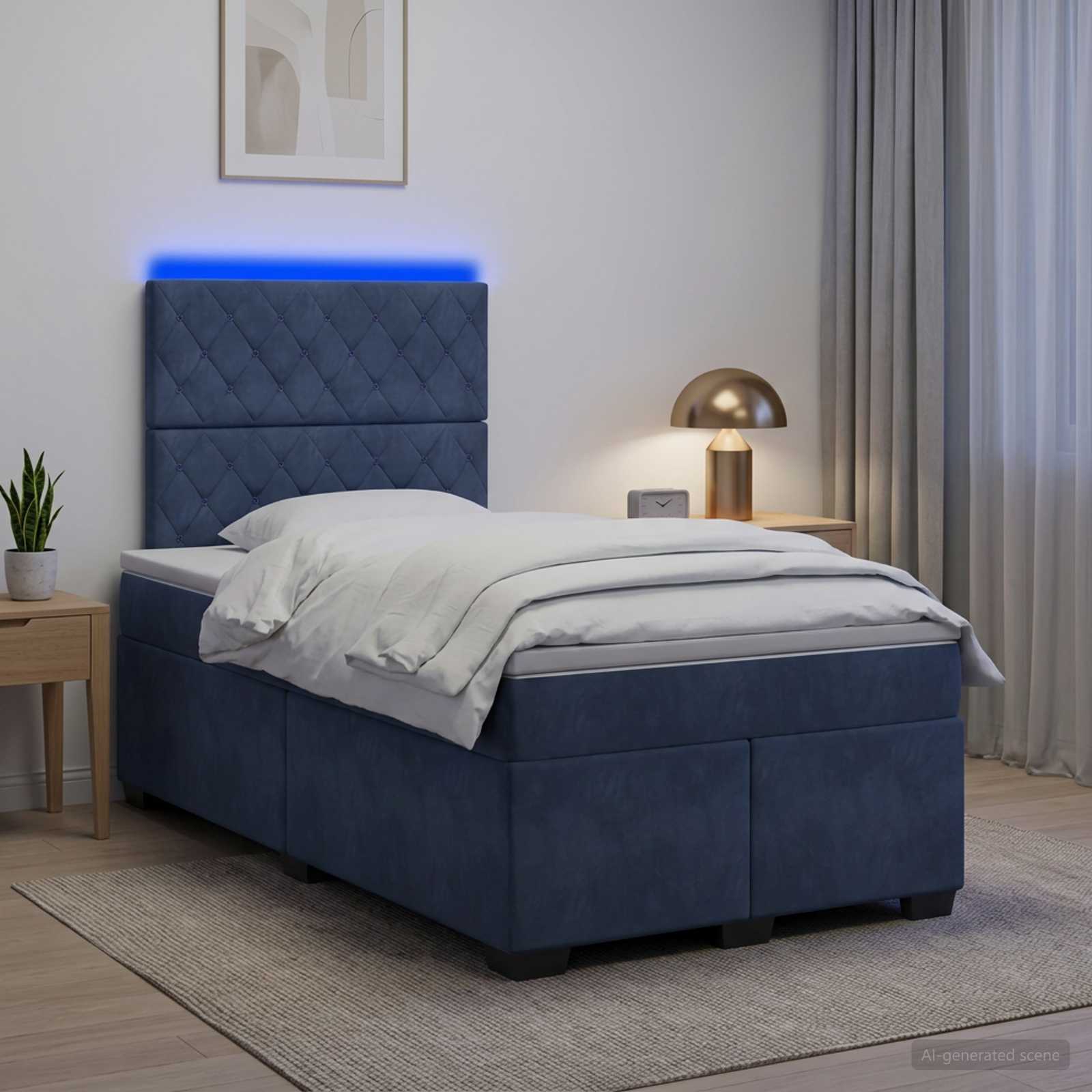 Boxspringbett mit Matratze Dunkelgrau 120 x 200 cm Samt