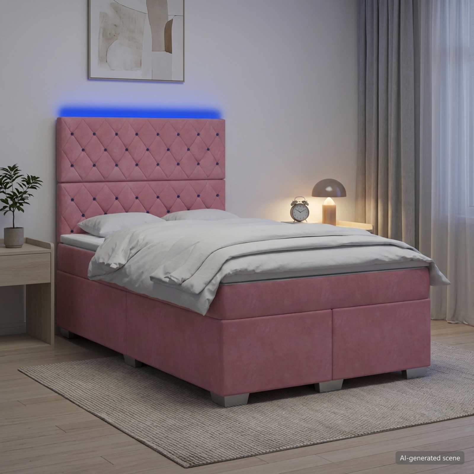 Boxspringbett mit Matratze mit Kopfteil Rosa 120 x 200 cm Samt