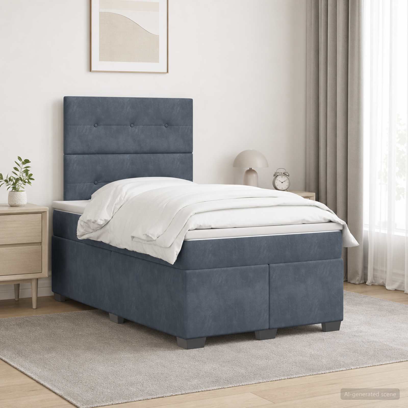 Boxspringbett mit Matratze Dunkelgrau 120 x 200 cm Samt