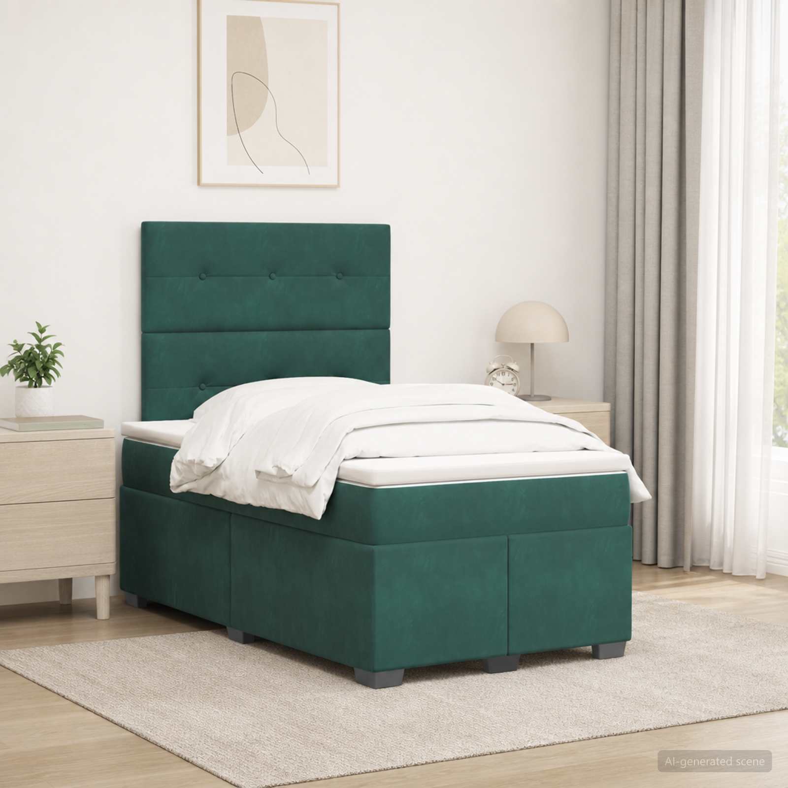 Boxspringbett mit Matratze Dunkelgrün 120 x 200 cm Samt