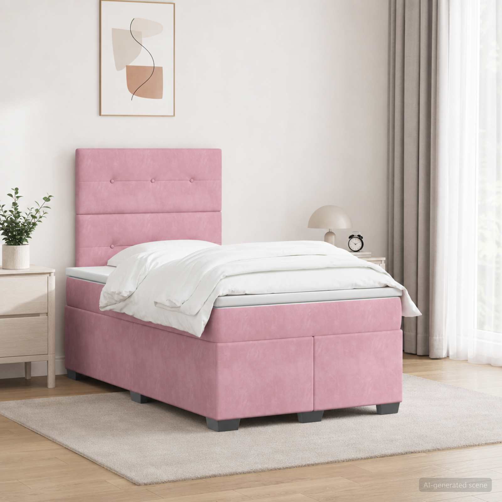 Boxspringbett mit Matratze mit Kopfteil Rosa 120 x 190 cm Samt