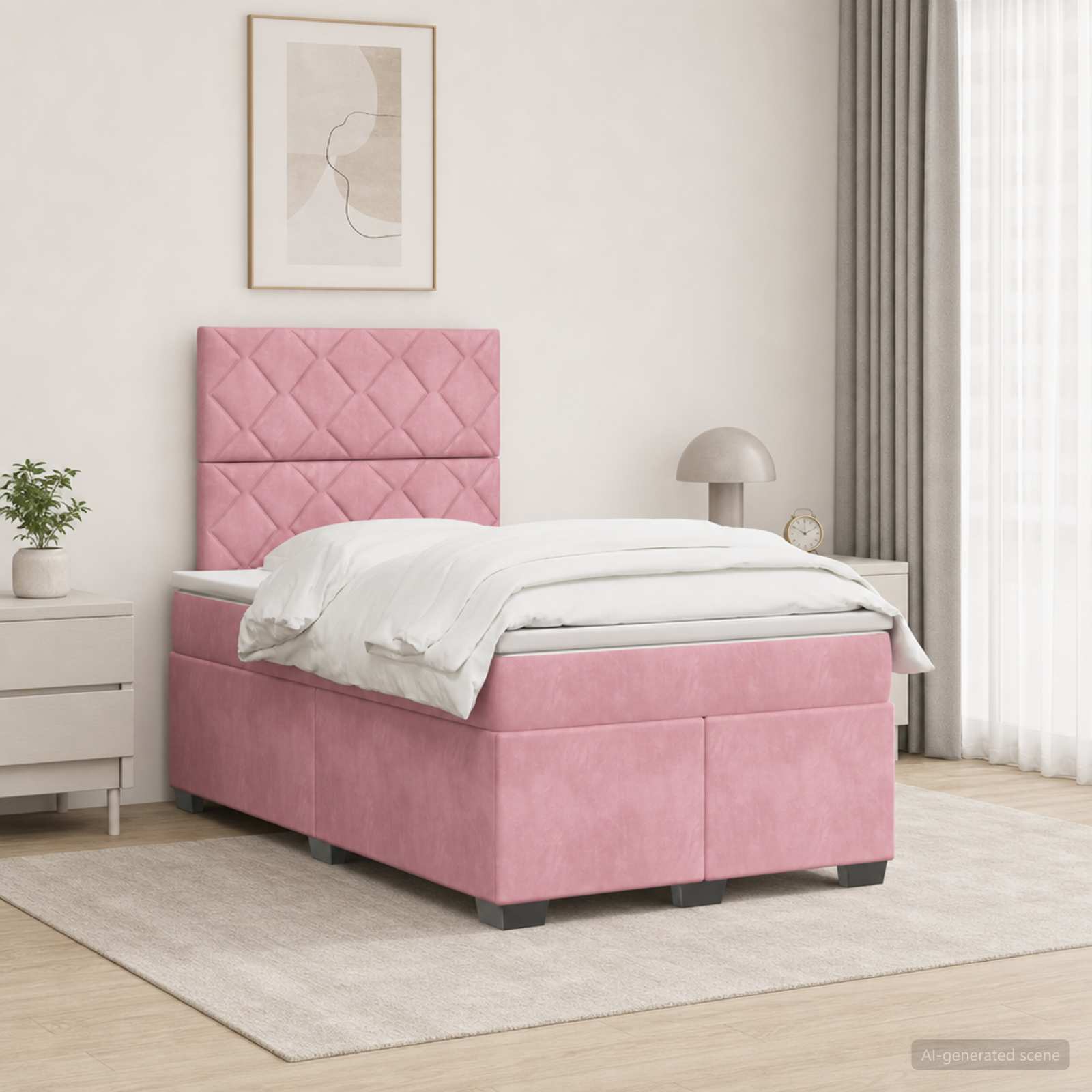 Boxspringbett mit Matratze mit Kopfteil Rosa 120 x 200 cm Samt