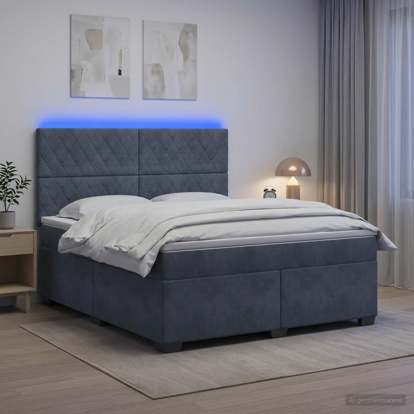 Boxspringbett mit Matratze Dunkelgrau 140 x 200 cm Samt