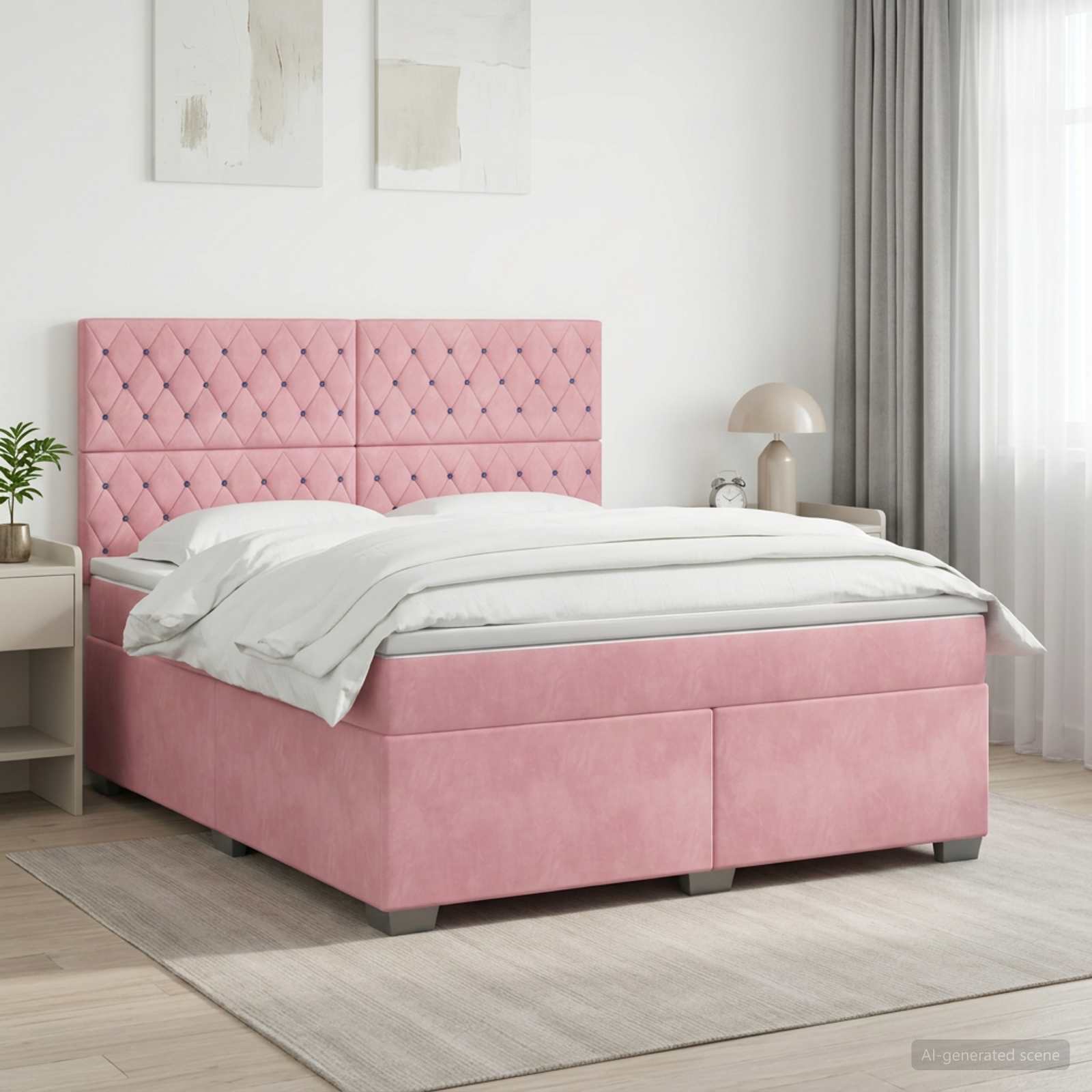 Boxspringbett mit Matratze mit Kopfteil Rosa 140 x 200 cm Samt