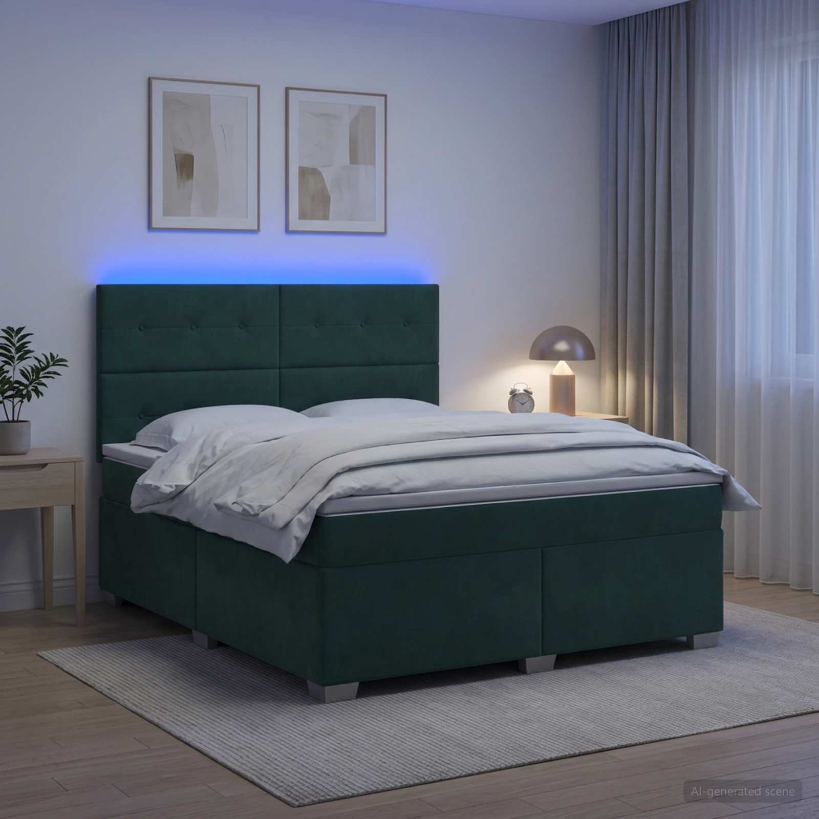 Boxspringbett mit Matratze Dunkelgrün 140 x 200 cm Samt