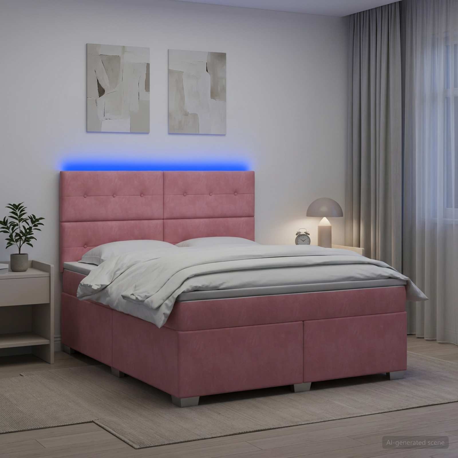 Boxspringbett mit Matratze mit Kopfteil Rosa 140 x 200 cm Samt