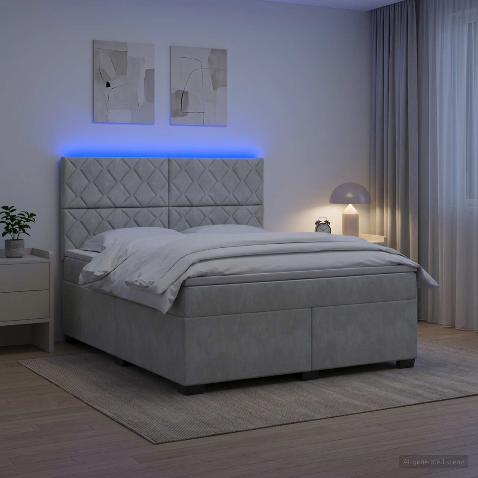 Boxspringbett mit Matratze Hellgrau 140 x 200 cm Samt