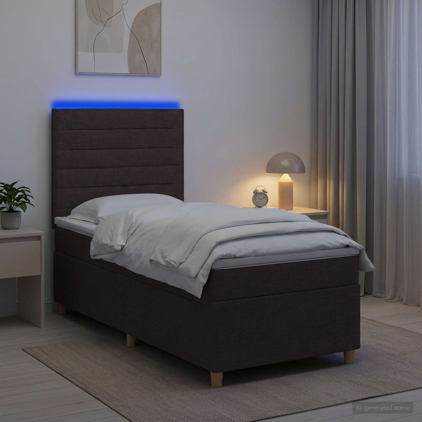 Boxspringbett mit Matratze Dunkelbraun 100 x 200 cm Stoff
