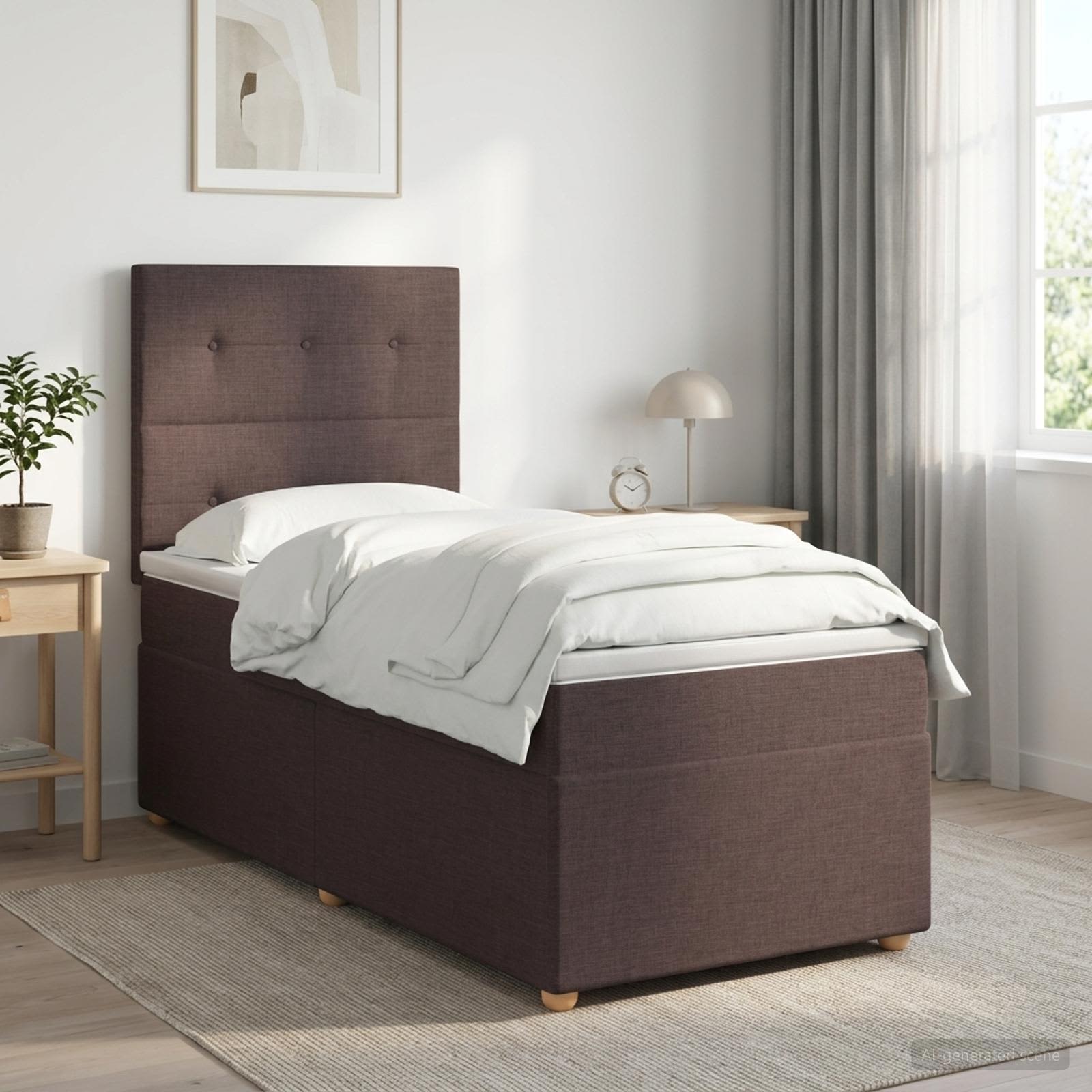 Boxspringbett mit Matratze Dunkelbraun 80 x 200 cm Stoff