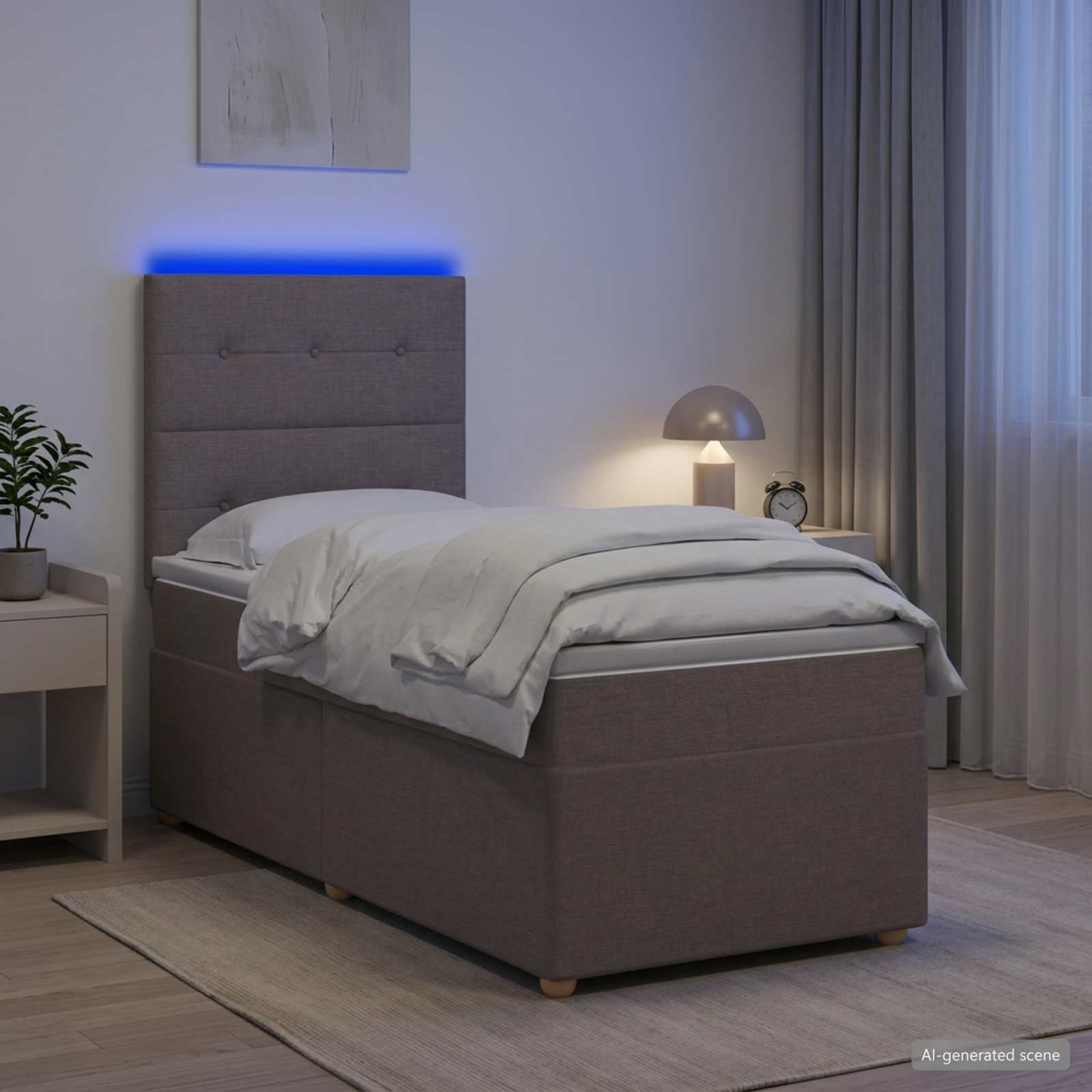 Boxspringbett mit Matratze Taupe 100 x 200 cm Stoff