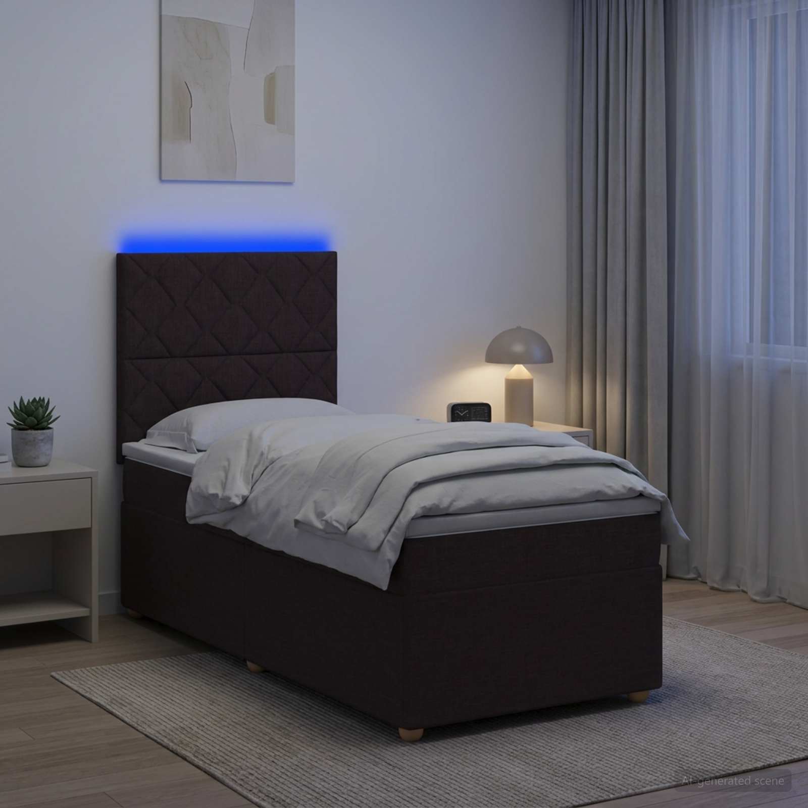 Boxspringbett mit Matratze Dunkelbraun 90 x 190 cm Stoff
