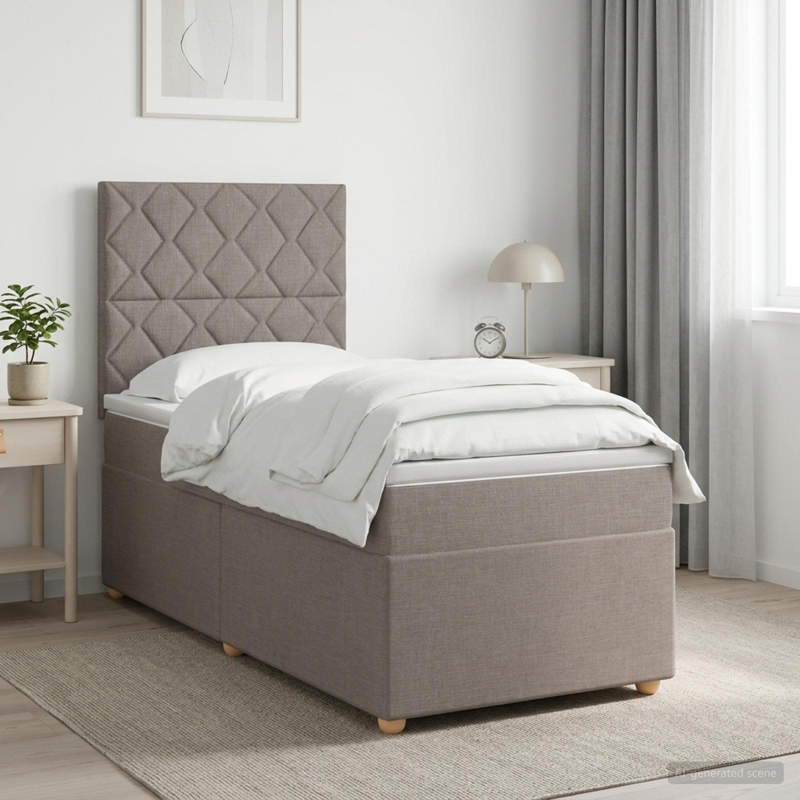 Boxspringbett mit Matratze mit Kopfteil Taupe 90 x 200 cm Stoff