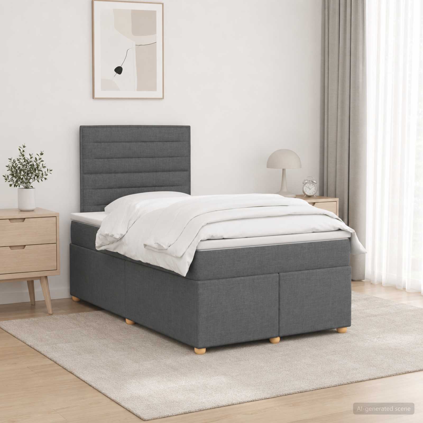 Boxspringbett mit Matratze Dunkelgrau 120 x 200 cm Stoff