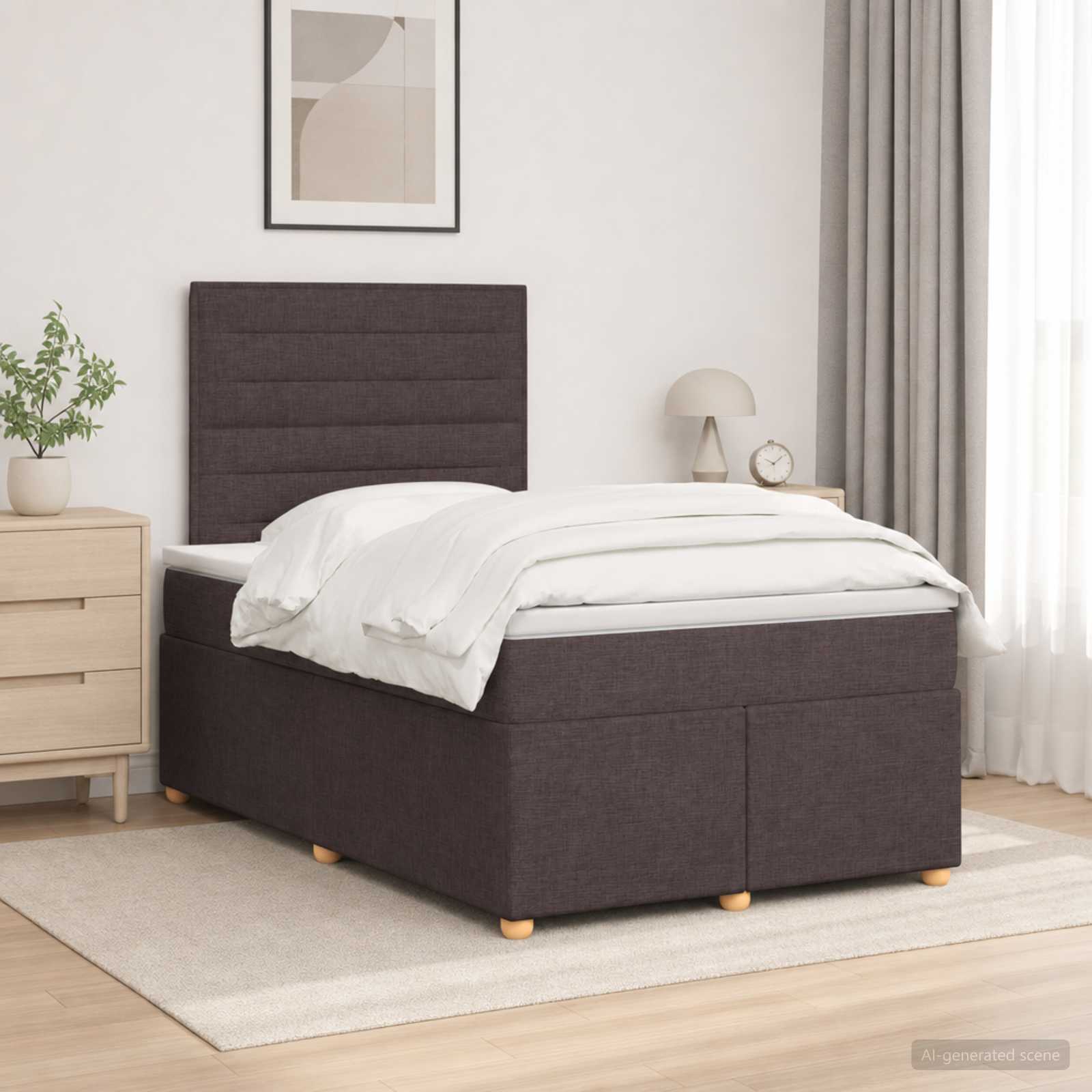 Boxspringbett mit Matratze Dunkelbraun 120 x 200 cm Stoff